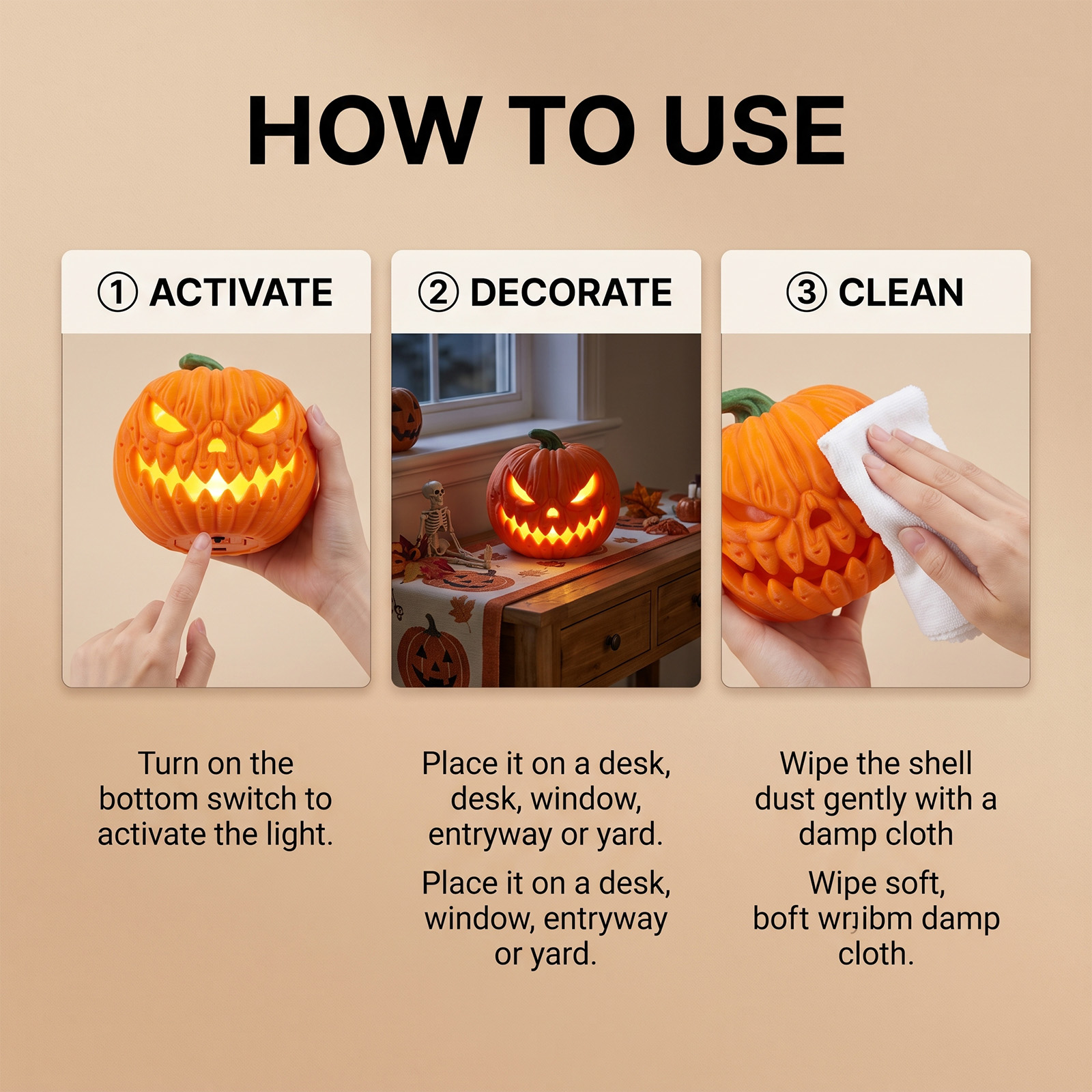 Glowing Pumpkin Lamp Interesting Simulation Appearance Halloween Festival Party Multi Scene Applicable Layout Decoration Prop