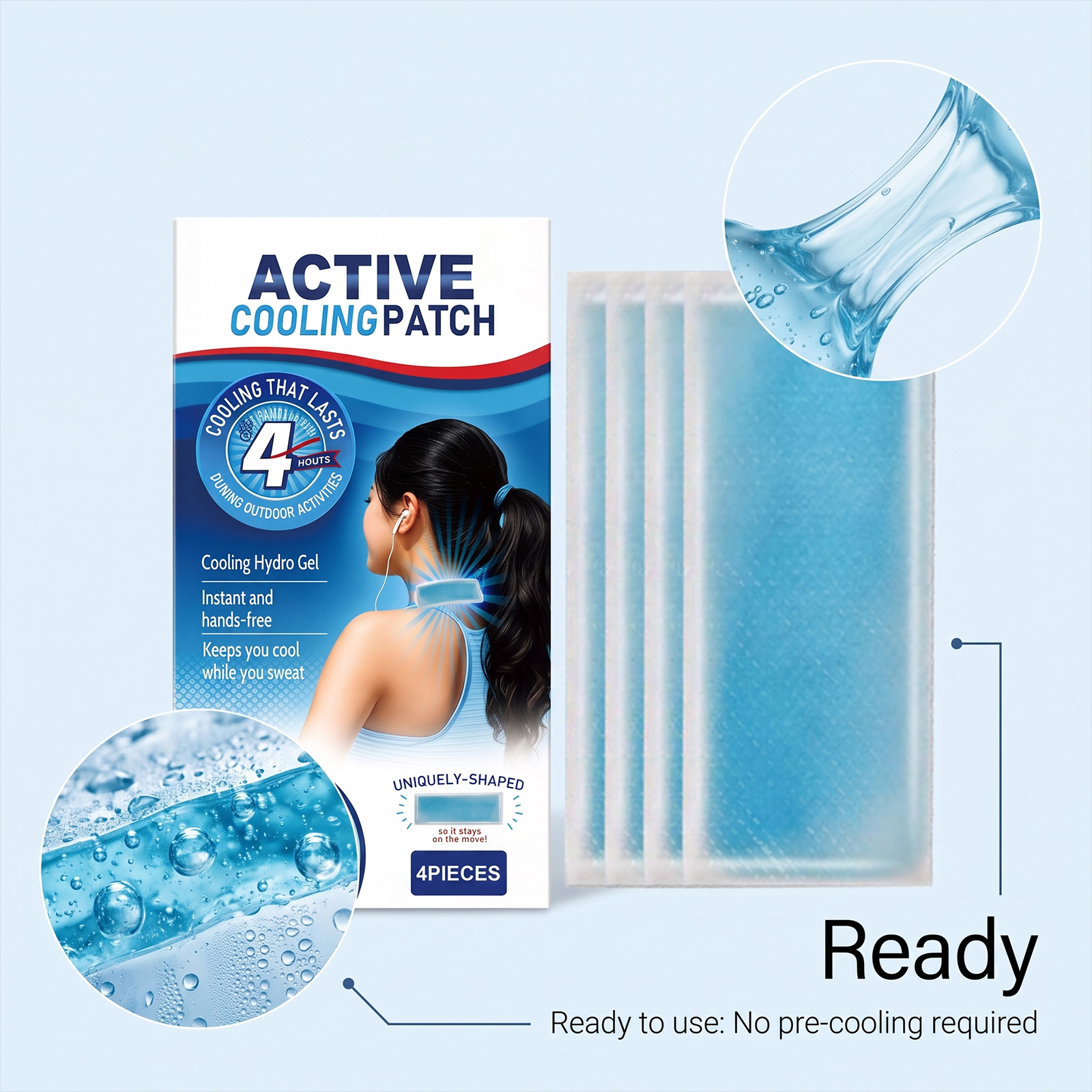 Body Cooling Patch Daily Sports Summer Outdoor Cold Compress Physical Cooling Breathable Thin Portable Sticker