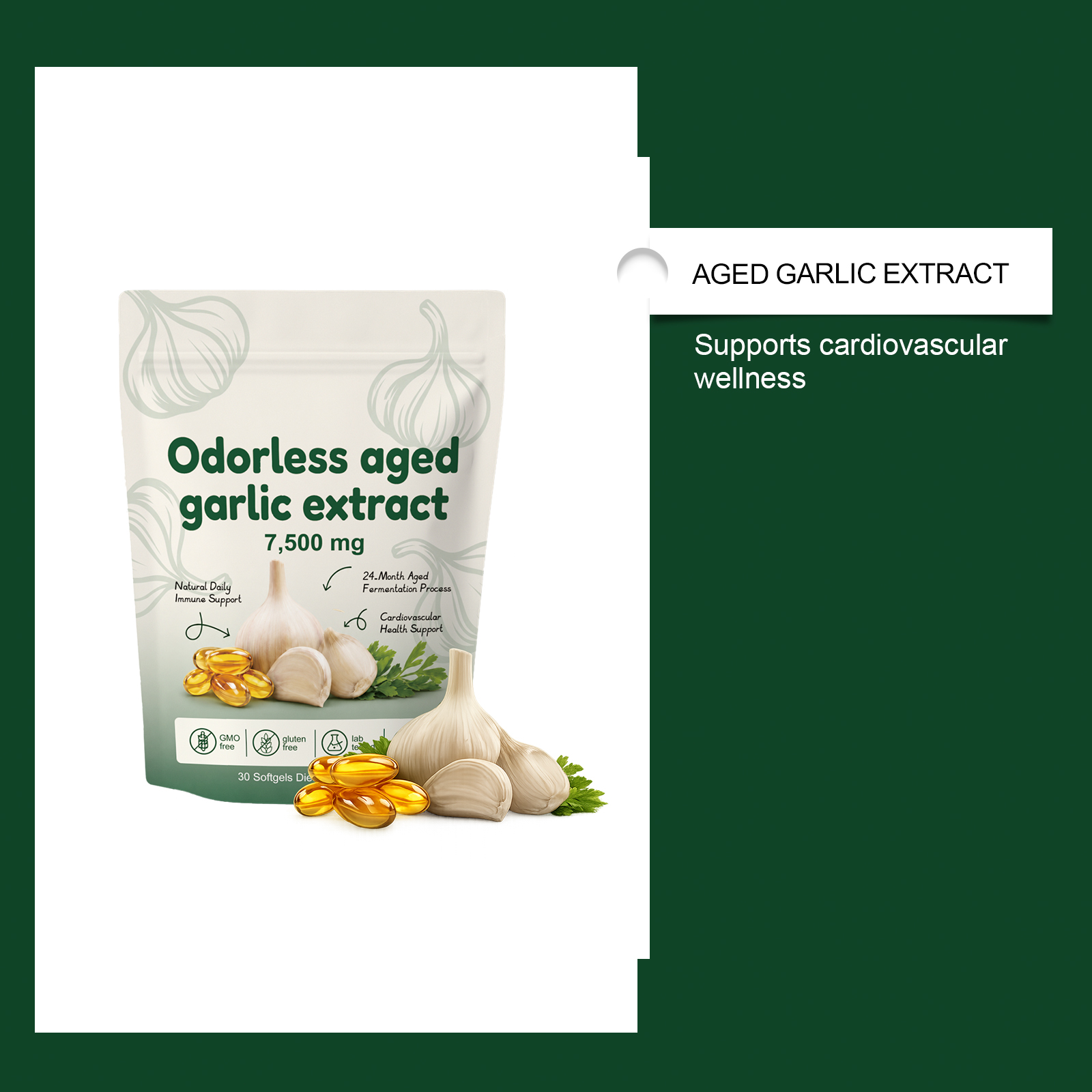 Garlic Vitality Support Capsules Daily Nutritional Dietary Supplement Mild Formula Body Convenient Care Capsule