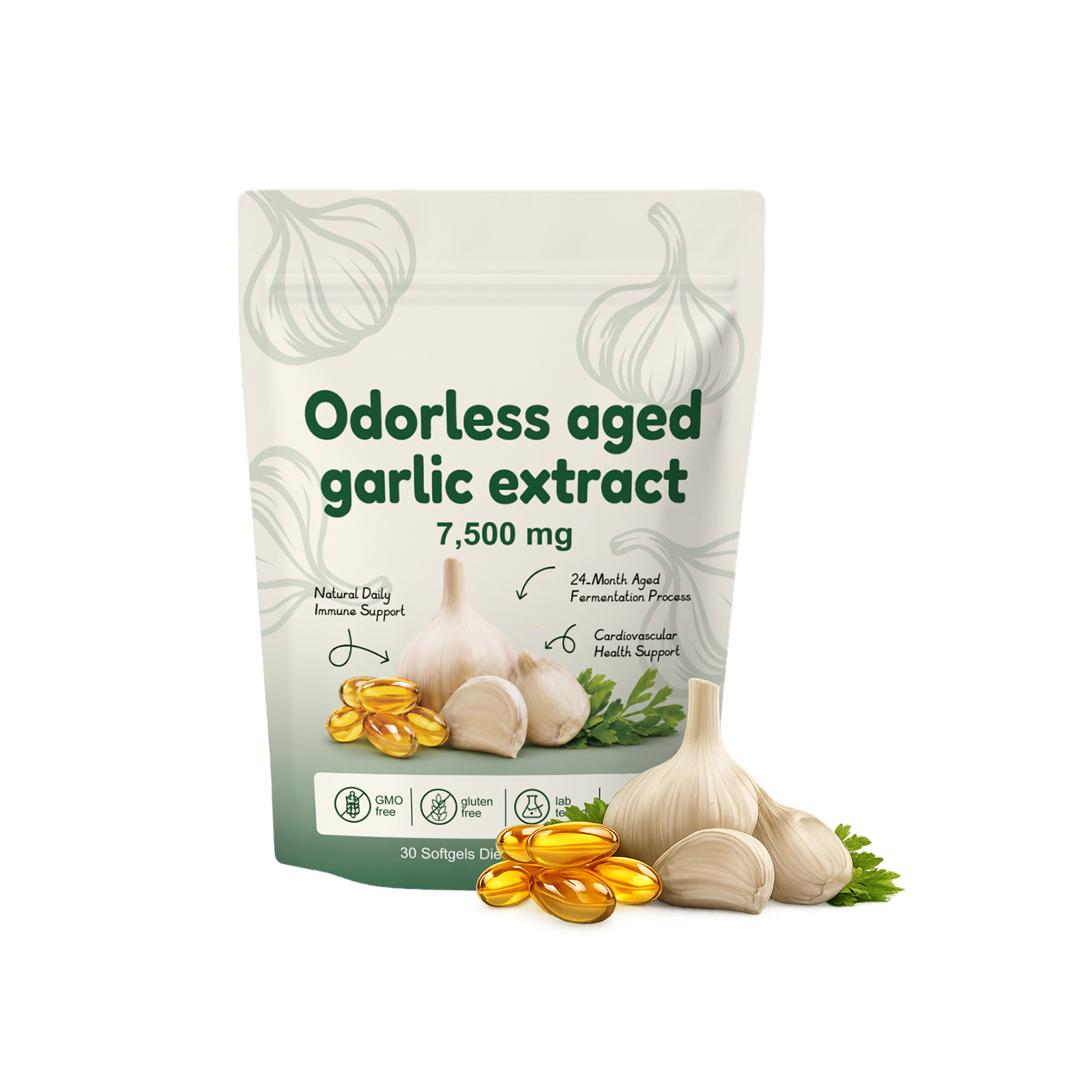 Garlic Vitality Support Capsules Daily Nutritional Dietary Supplement Mild Formula Body Convenient Care Capsule