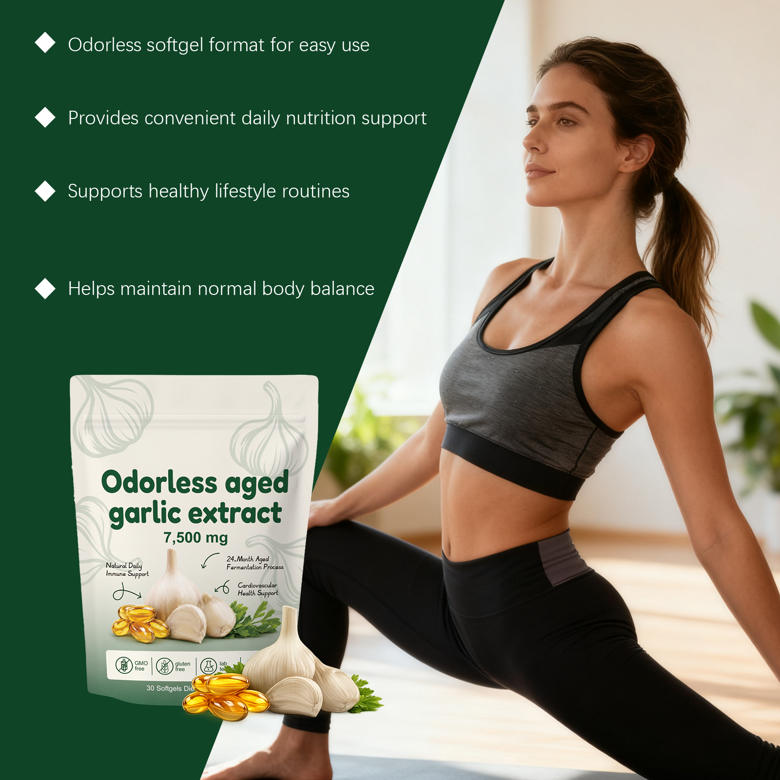 Garlic Vitality Support Capsules Daily Nutritional Dietary Supplement Mild Formula Body Convenient Care Capsule