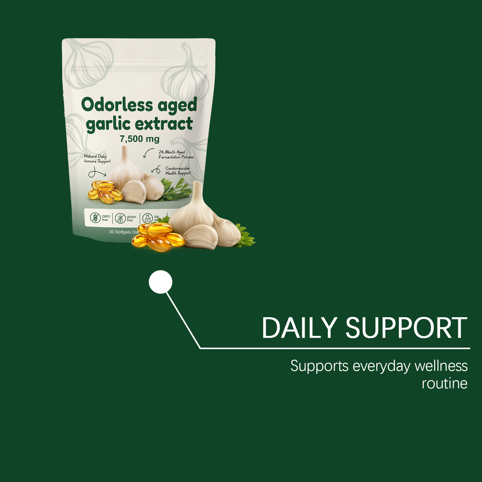 Garlic Vitality Support Capsules Daily Nutritional Dietary Supplement Mild Formula Body Convenient Care Capsule