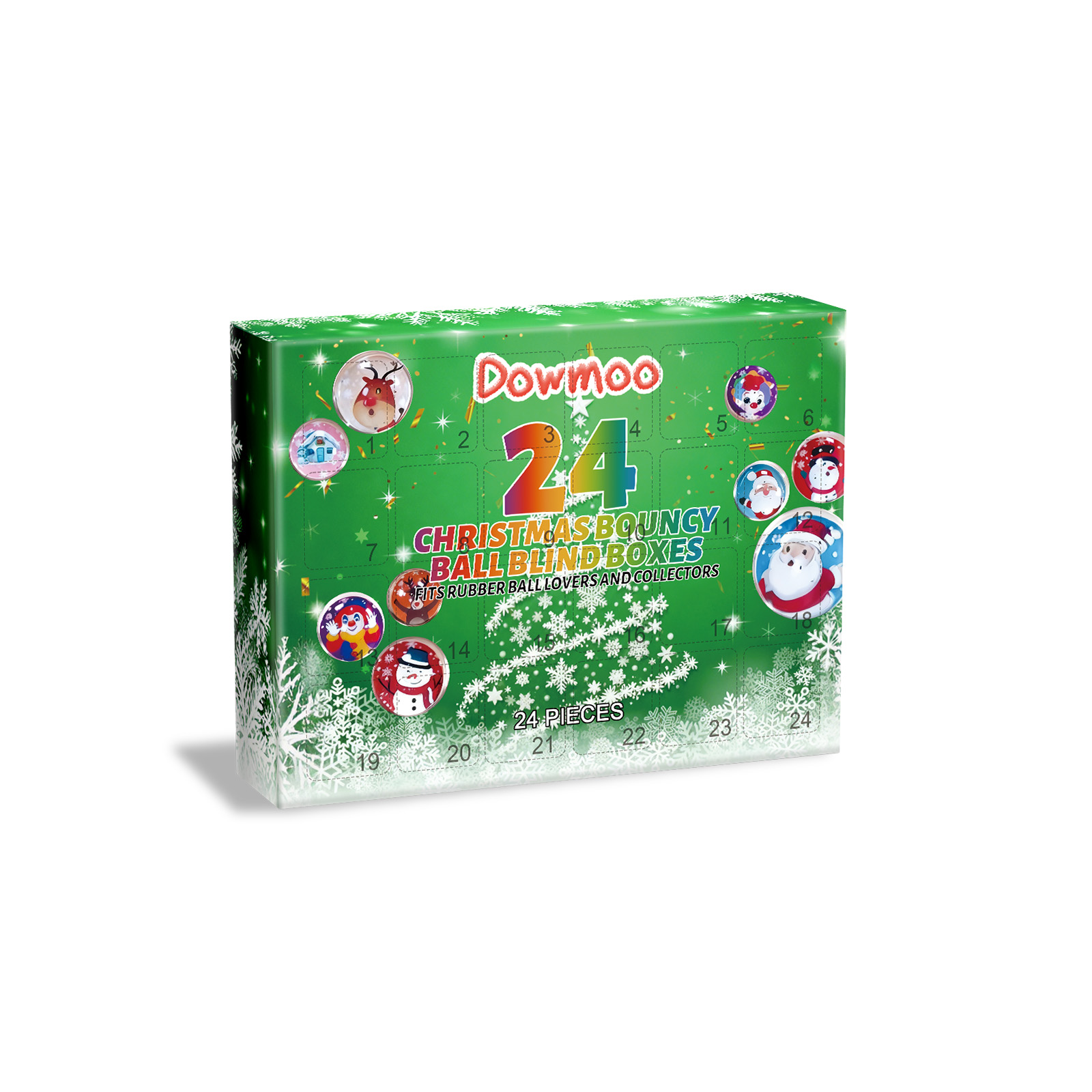 Dowmoo 24 Grid Christmas Bouncy Ball Blind Box Holiday Gift For Gamers Adults And Kids Blind Box