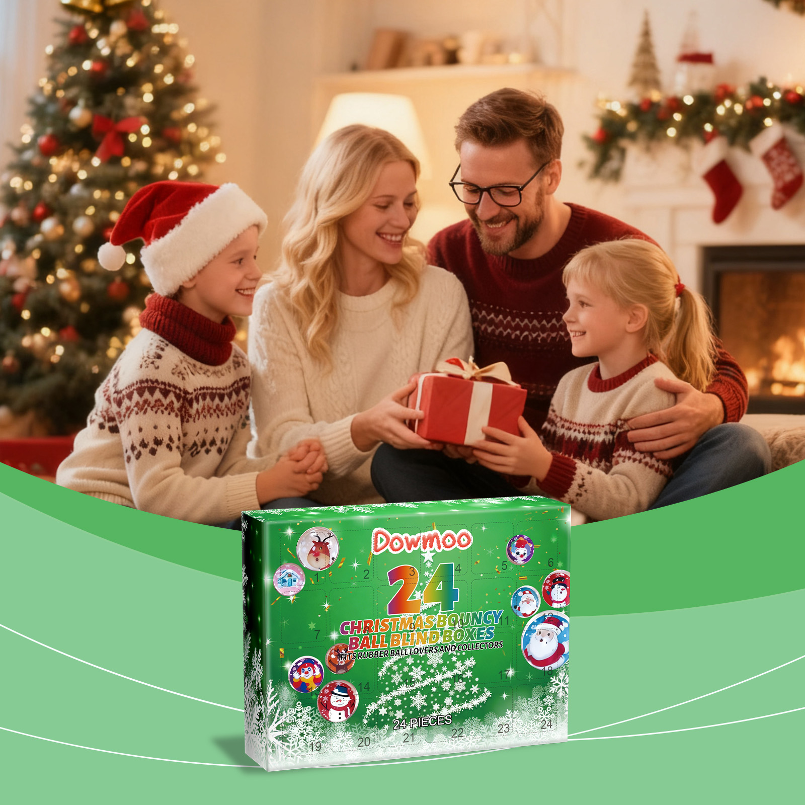 Dowmoo 24 Grid Christmas Bouncy Ball Blind Box Holiday Gift For Gamers Adults And Kids Blind Box