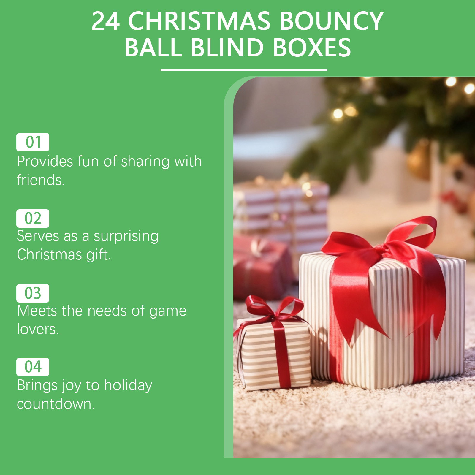 Dowmoo 24 Grid Christmas Bouncy Ball Blind Box Holiday Gift For Gamers Adults And Kids Blind Box
