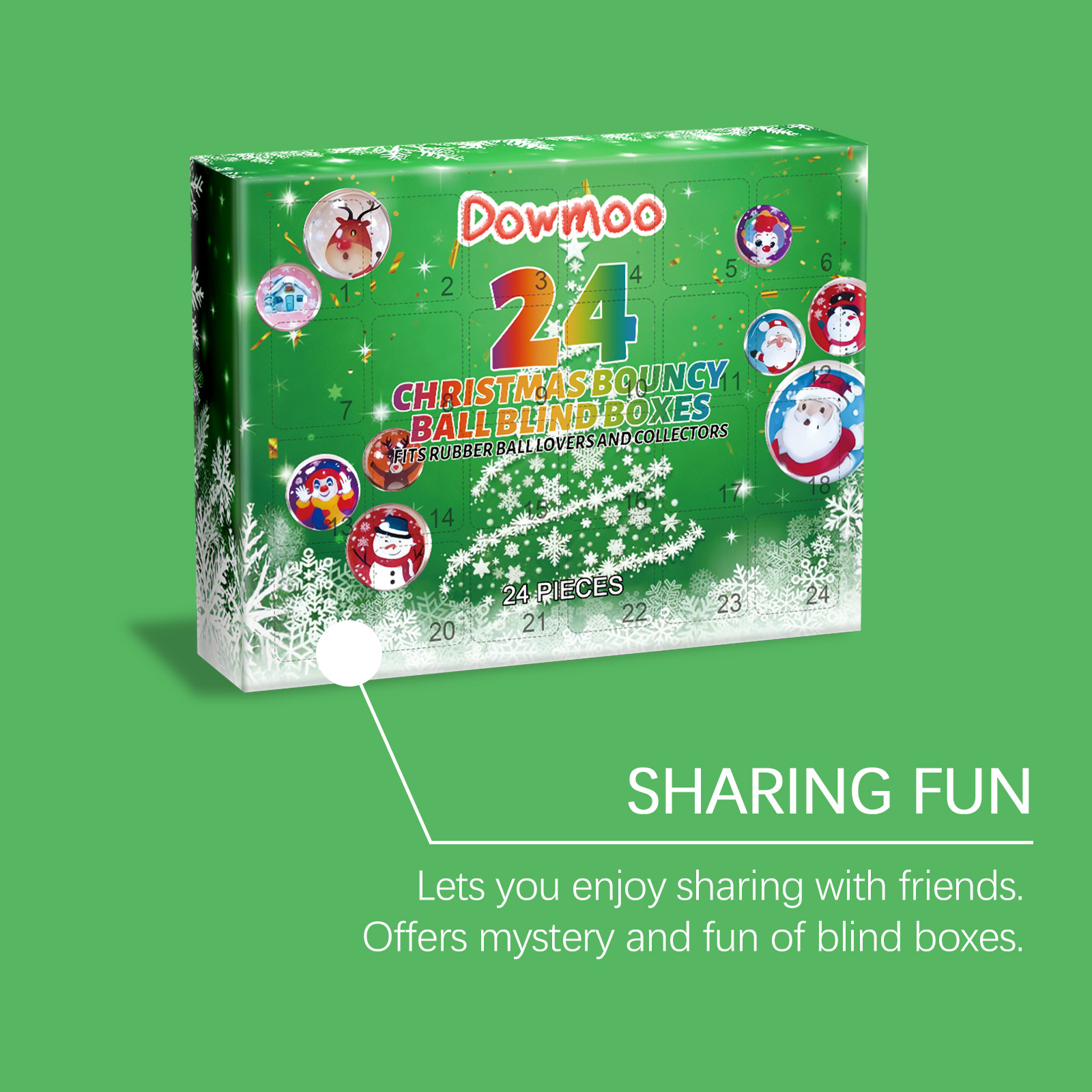 Dowmoo 24 Grid Christmas Bouncy Ball Blind Box Holiday Gift For Gamers Adults And Kids Blind Box