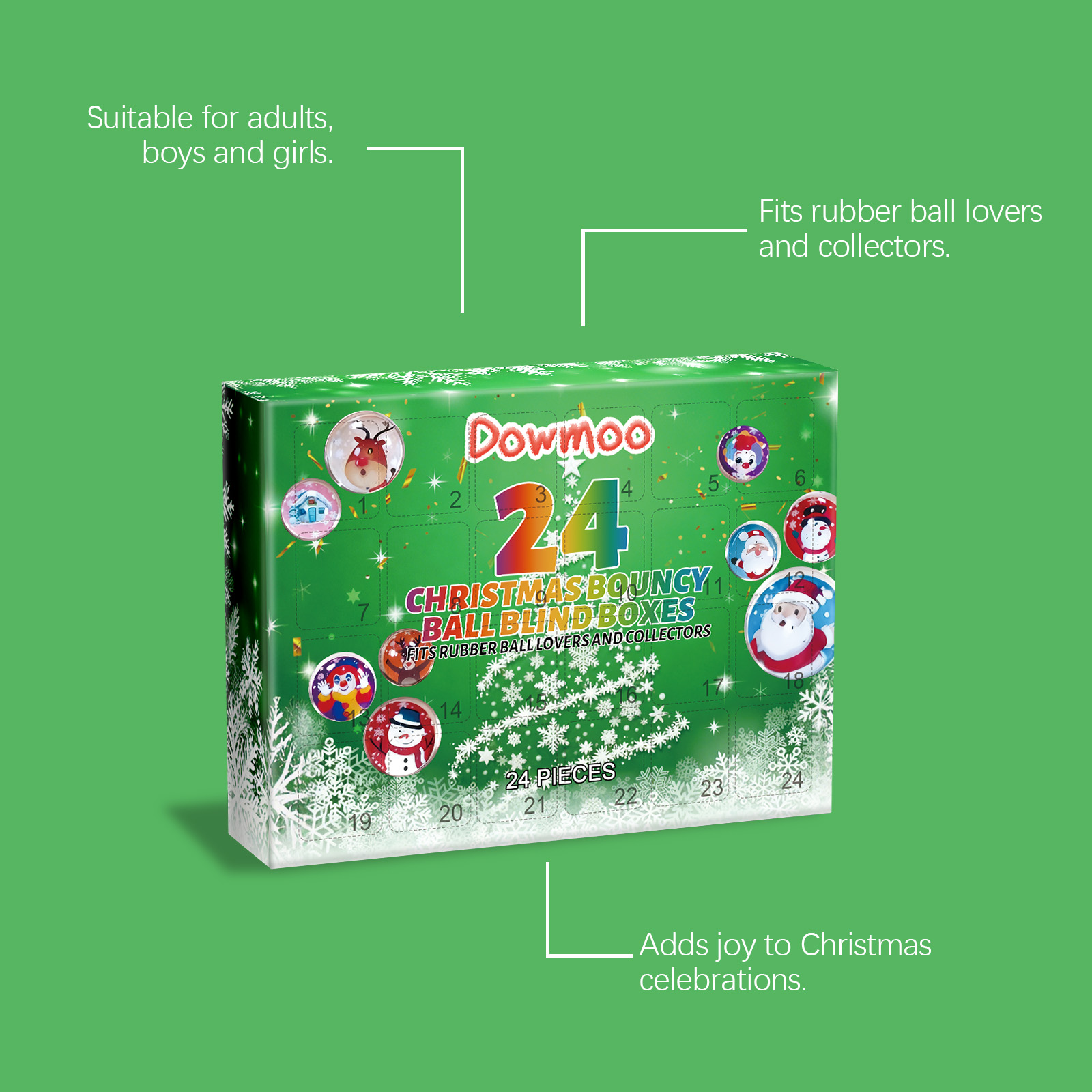 Dowmoo 24 Grid Christmas Bouncy Ball Blind Box Holiday Gift For Gamers Adults And Kids Blind Box