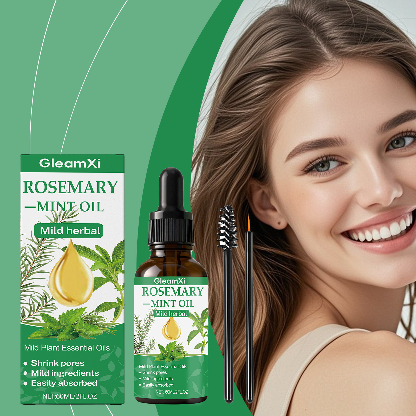 Peppermint Scalp Care Oil Rosemary Herbal Moisturizing Nourishing Scalp Shiny Smooth Hair Essential Oil