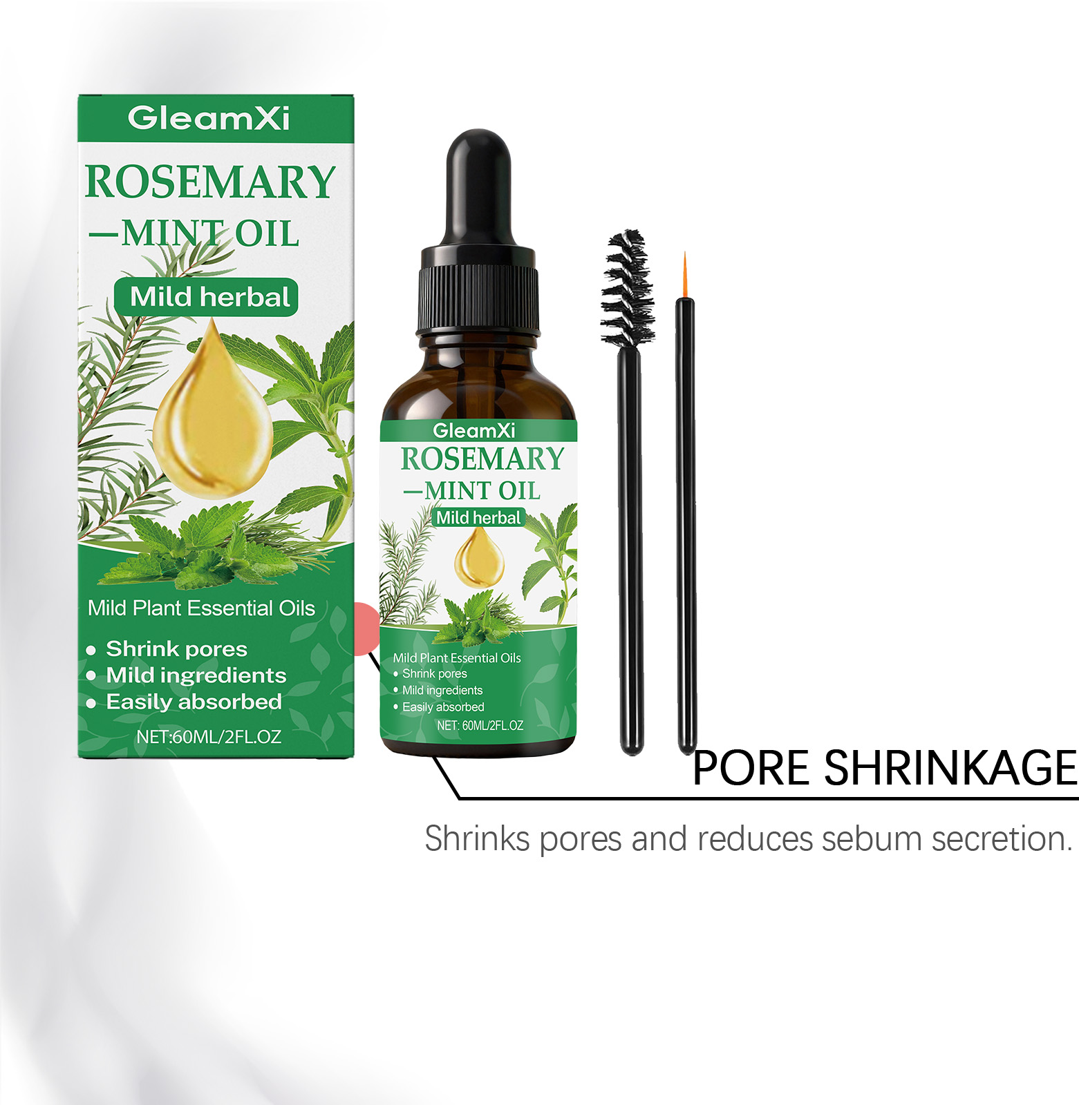 Peppermint Scalp Care Oil Rosemary Herbal Moisturizing Nourishing Scalp Shiny Smooth Hair Essential Oil