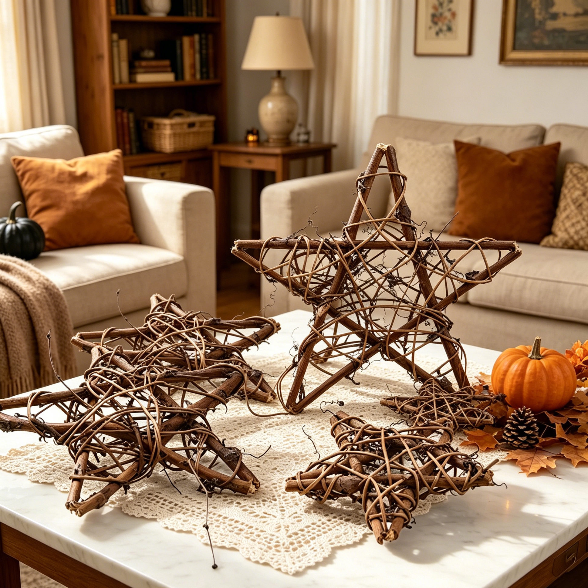 3PCS Star Wreath Natural Vine Hanging Ornament for Home DIY Indoor Outdoor Use Christmas Decoration