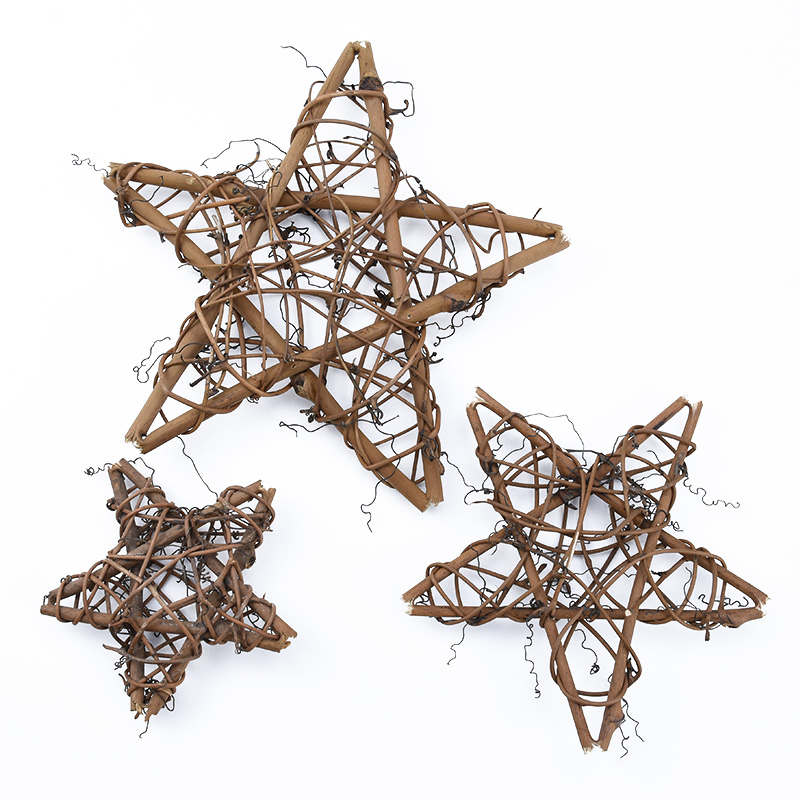 3PCS Star Wreath Natural Vine Hanging Ornament for Home DIY Indoor Outdoor Use Christmas Decoration