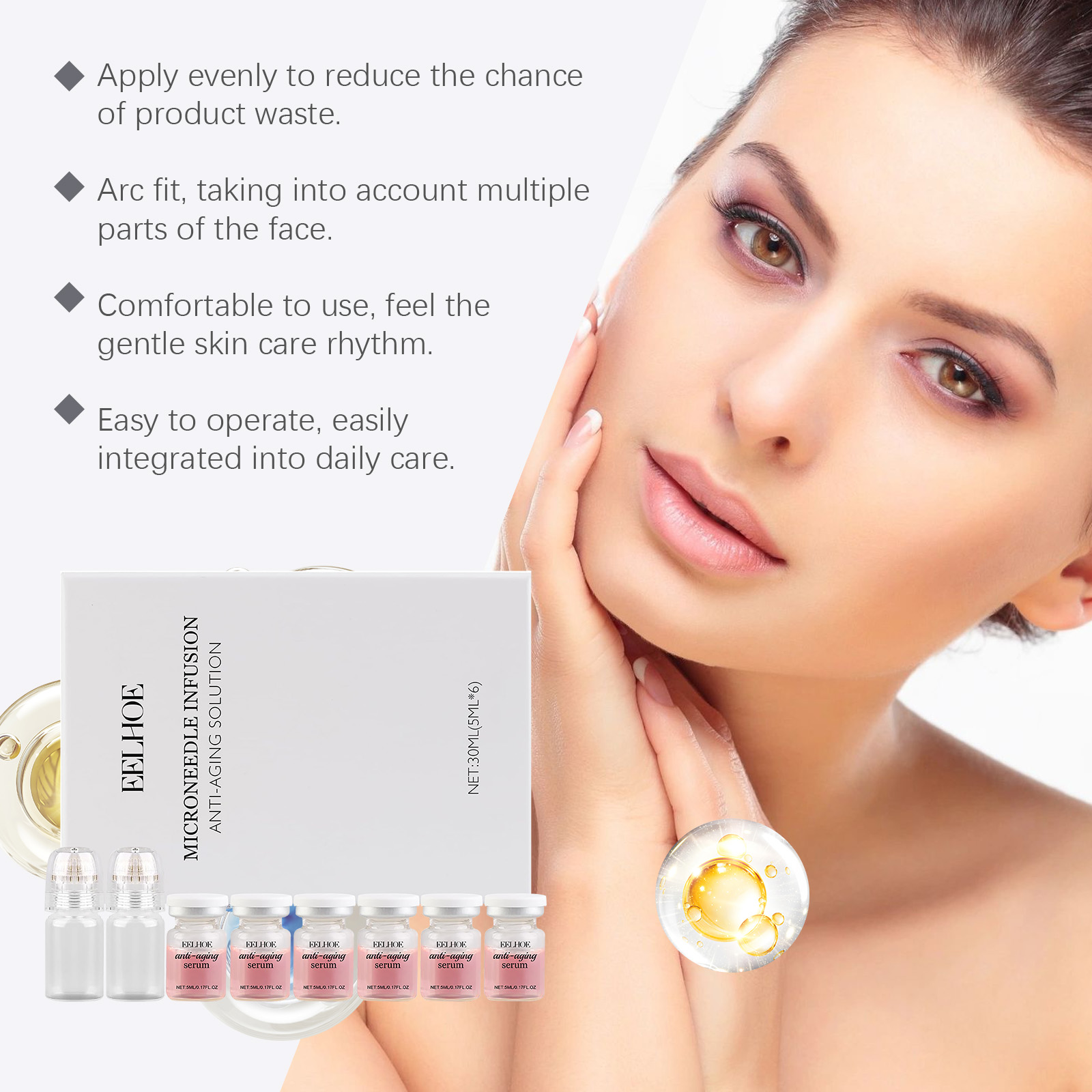 Moisturizing Skincare Roller Set Moisturize Tighten Skin Improve Fine Lines Daily Care Essence Liquid