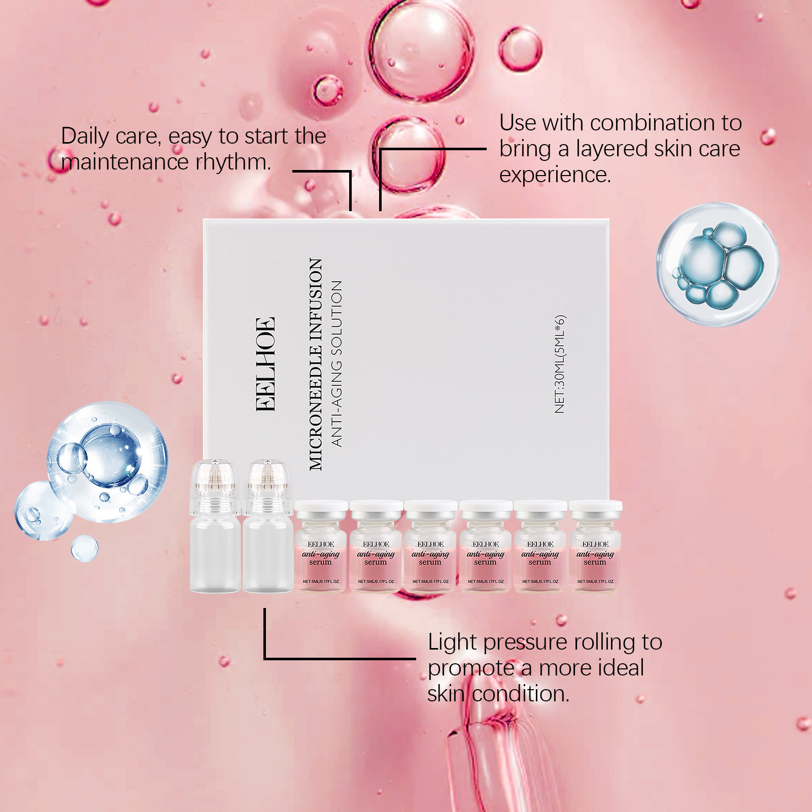Moisturizing Skincare Roller Set Moisturize Tighten Skin Improve Fine Lines Daily Care Essence Liquid