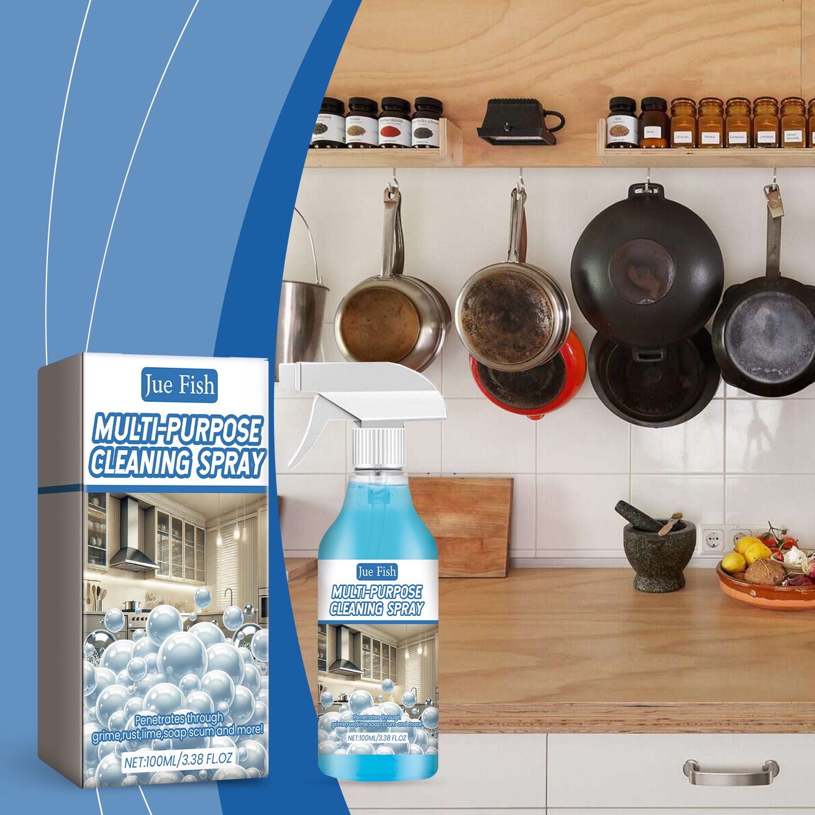 Kitchen Foam Cleaner For Stove Cookware Multi Surface Grease And Stain Removal