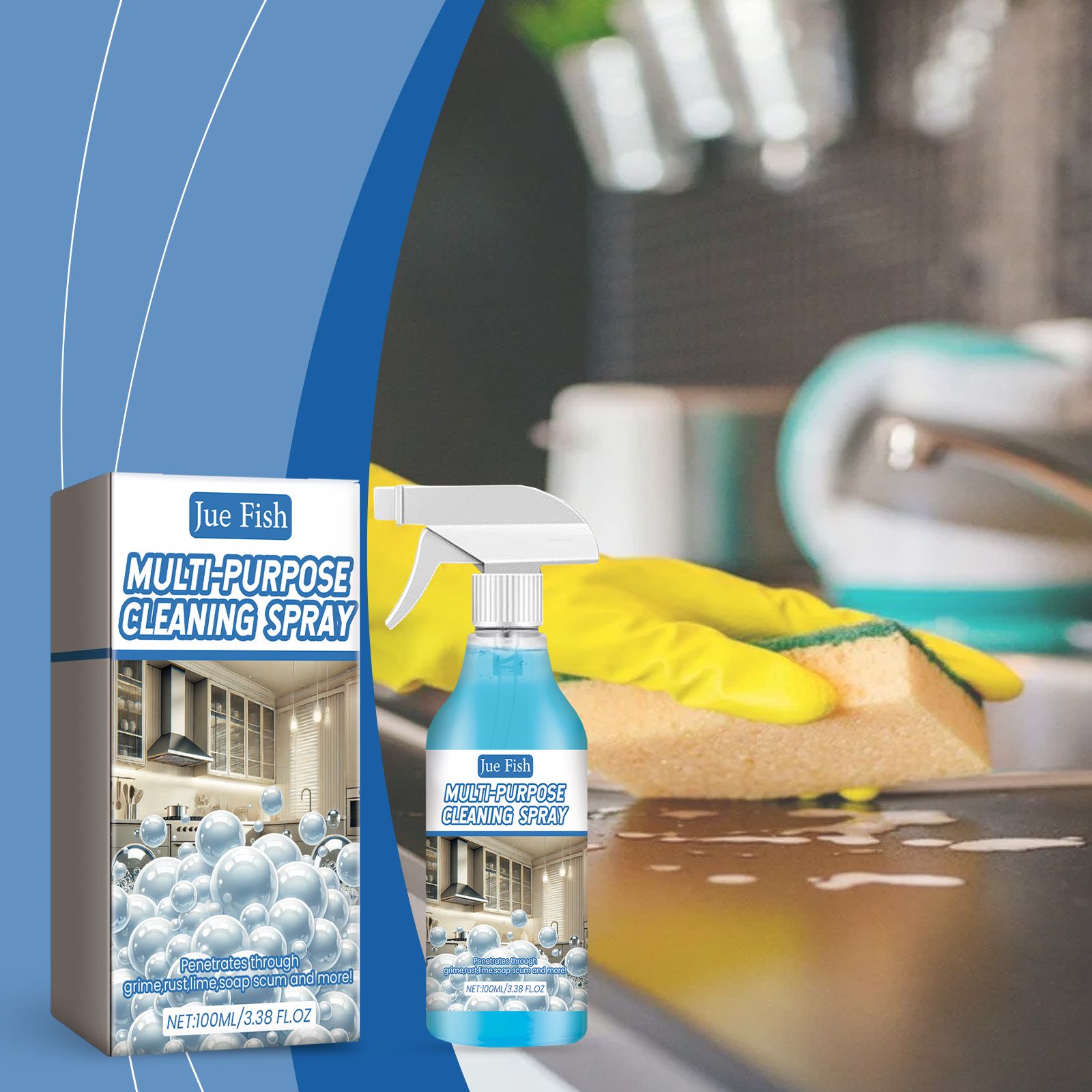 Kitchen Foam Cleaner For Stove Cookware Multi Surface Grease And Stain Removal