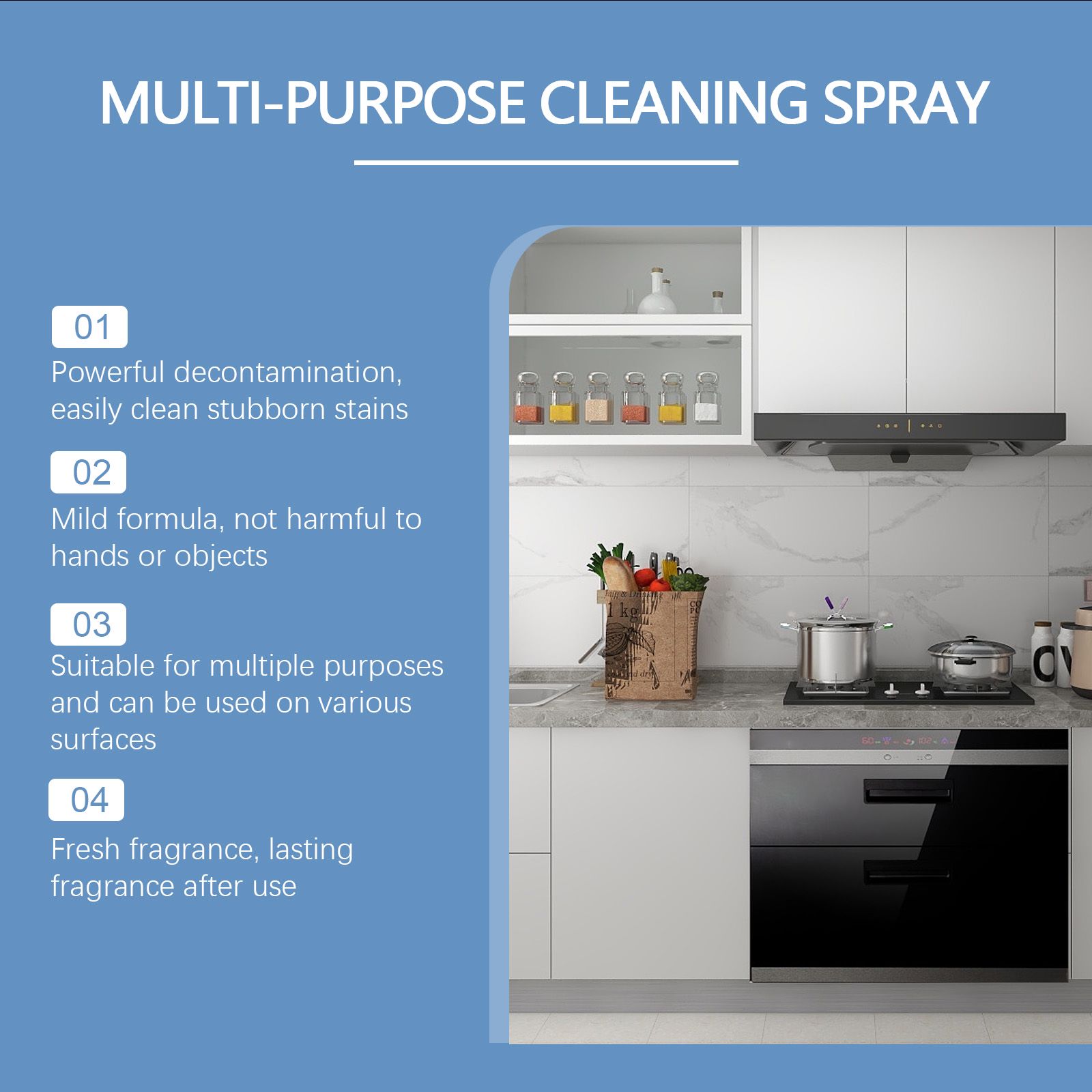 Kitchen Foam Cleaner For Stove Cookware Multi Surface Grease And Stain Removal