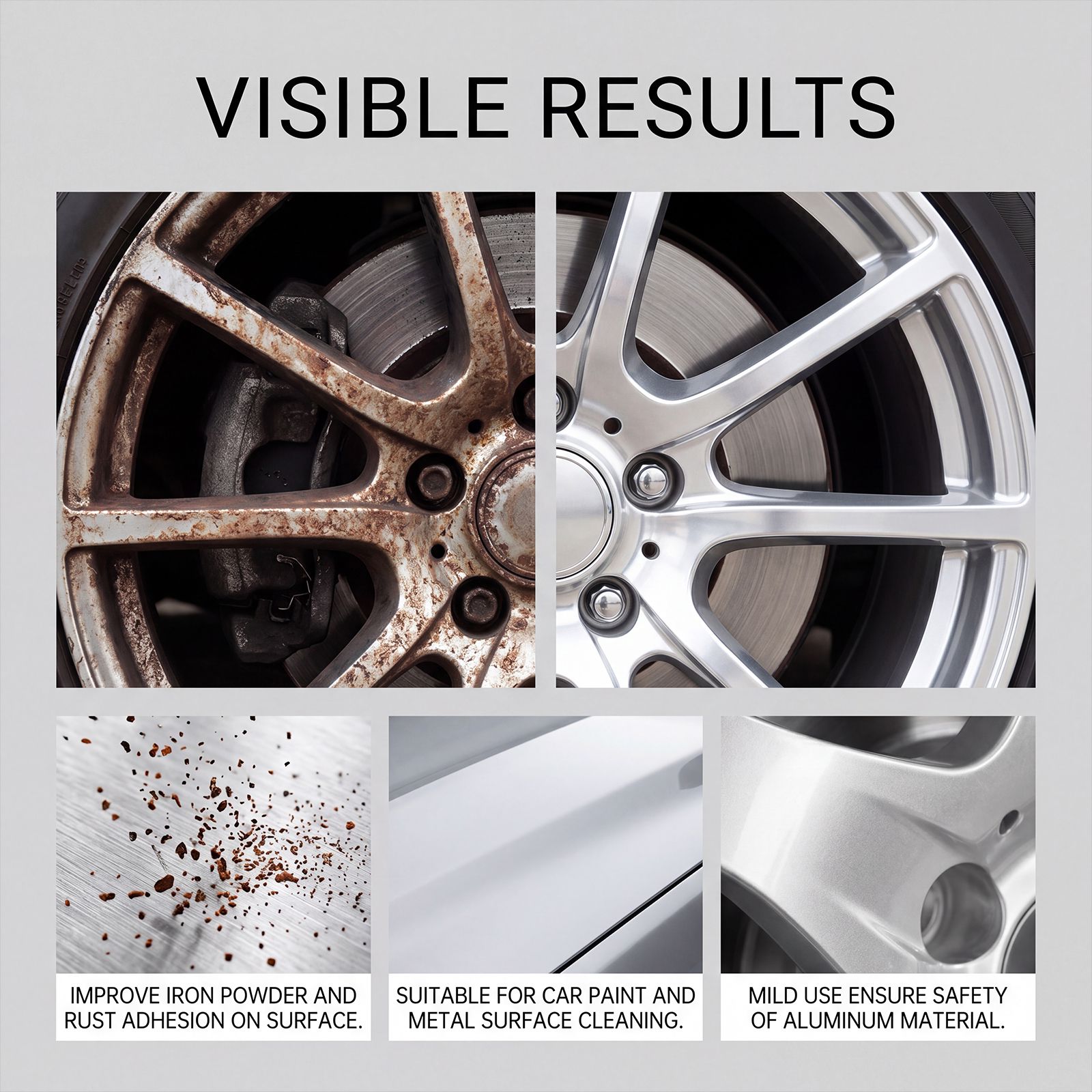 Car Rust Cleaner Spray For Metal Surface Rust Removal And Wheel Care