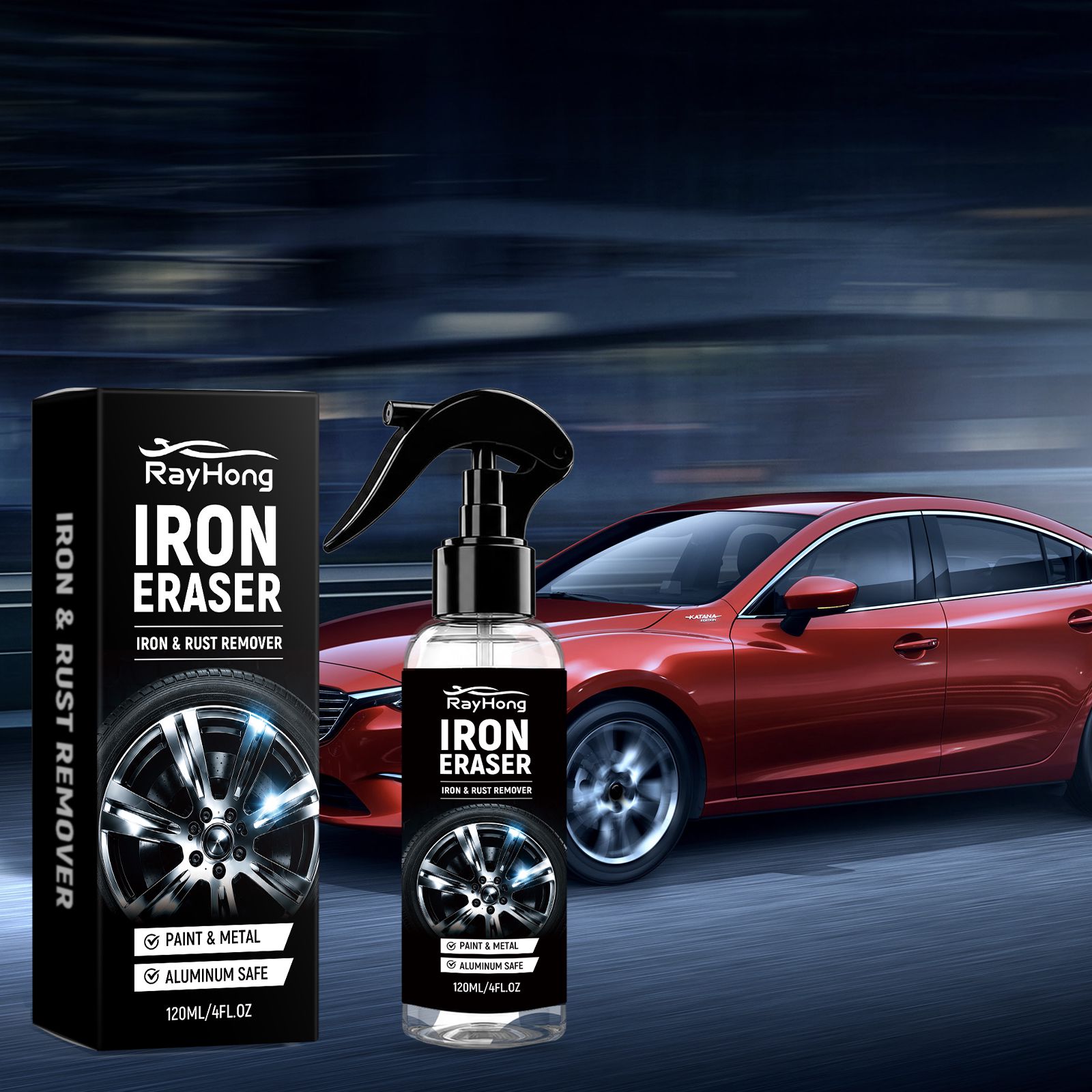 Car Rust Cleaner Spray For Metal Surface Rust Removal And Wheel Care