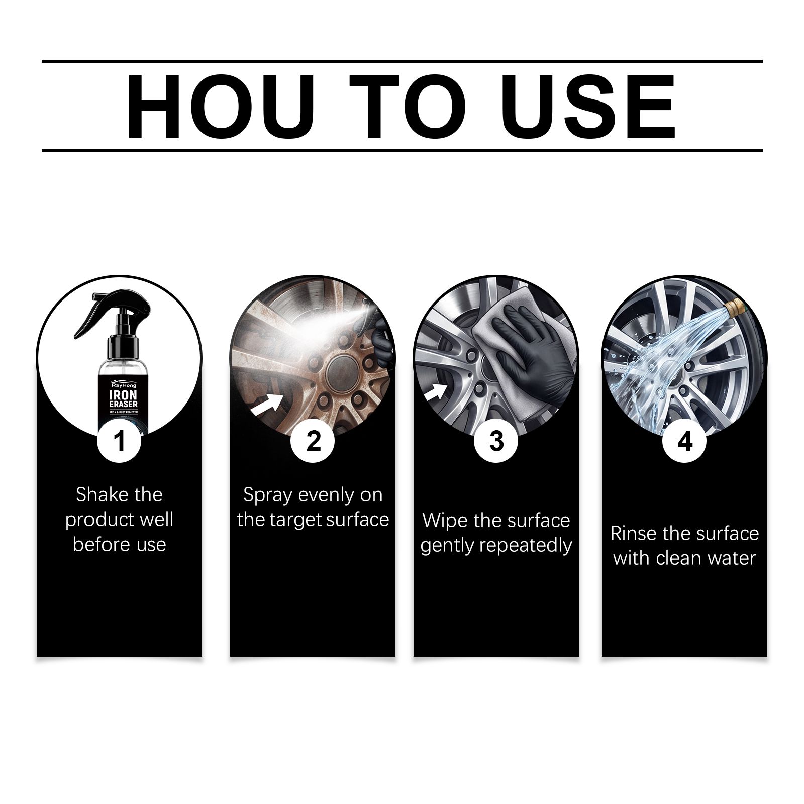 Car Rust Cleaner Spray For Metal Surface Rust Removal And Wheel Care