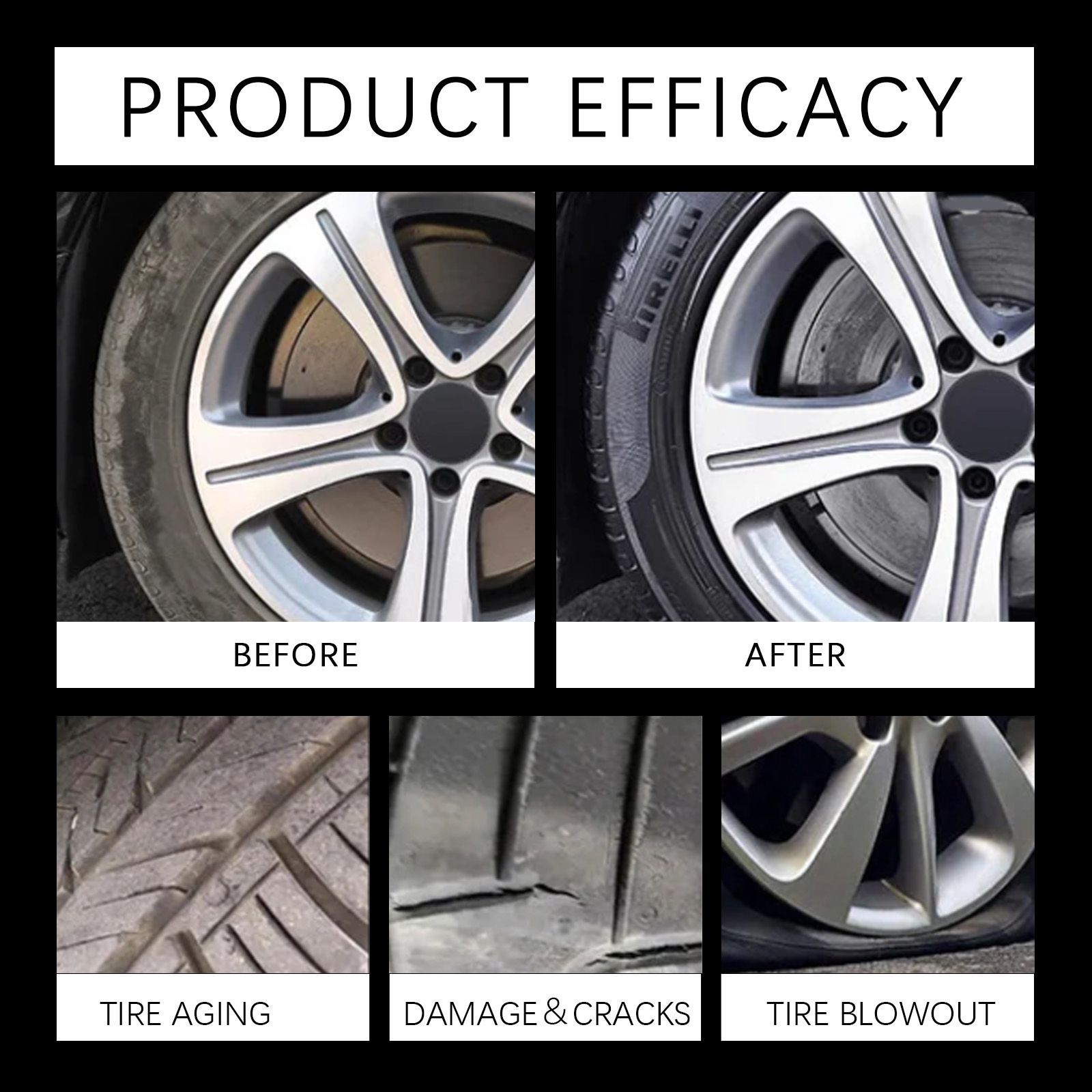 Car Tire Shine Spray Waterproof Dust Resistant Gloss For Tire Care And Restoration