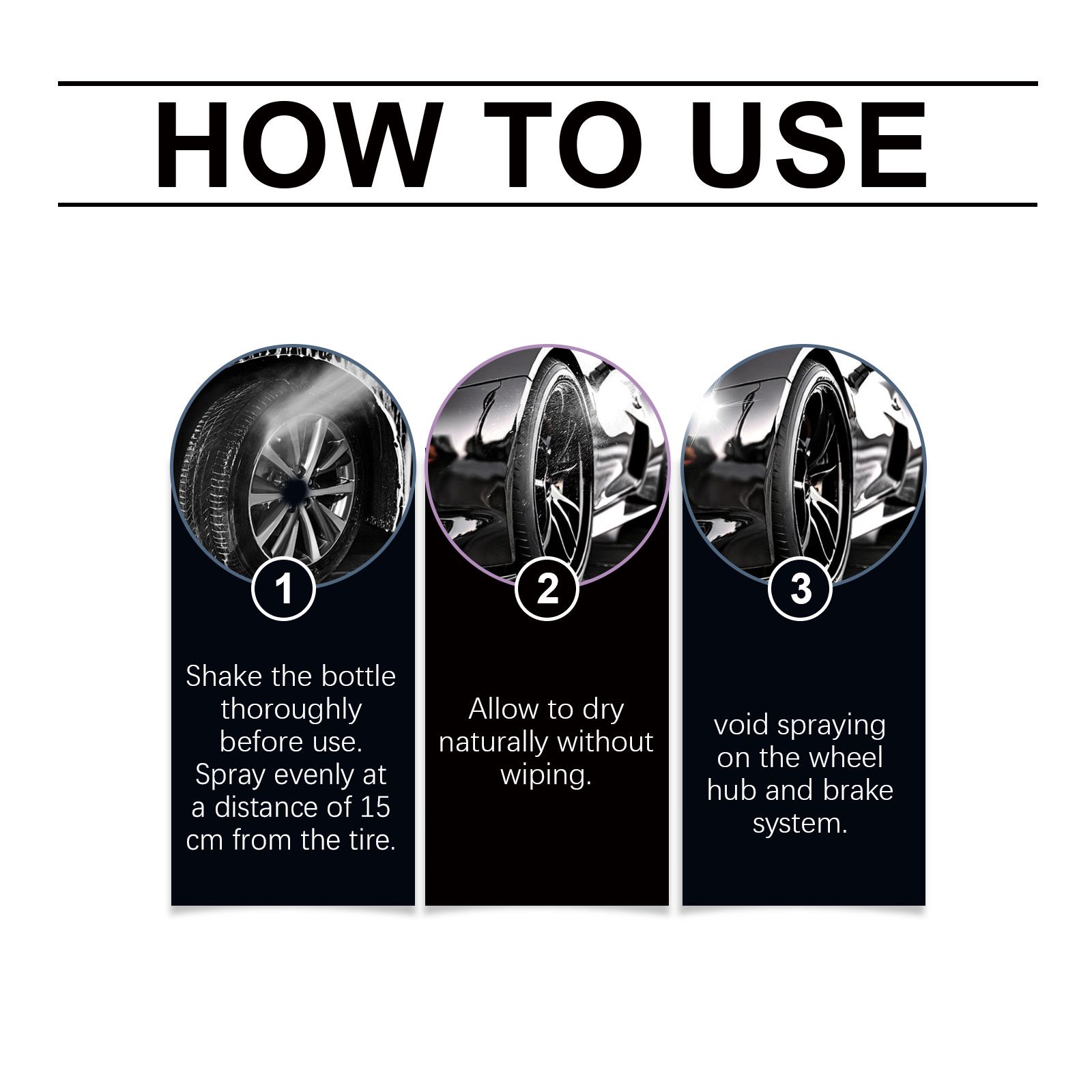 Car Tire Shine Spray Waterproof Dust Resistant Gloss For Tire Care And Restoration