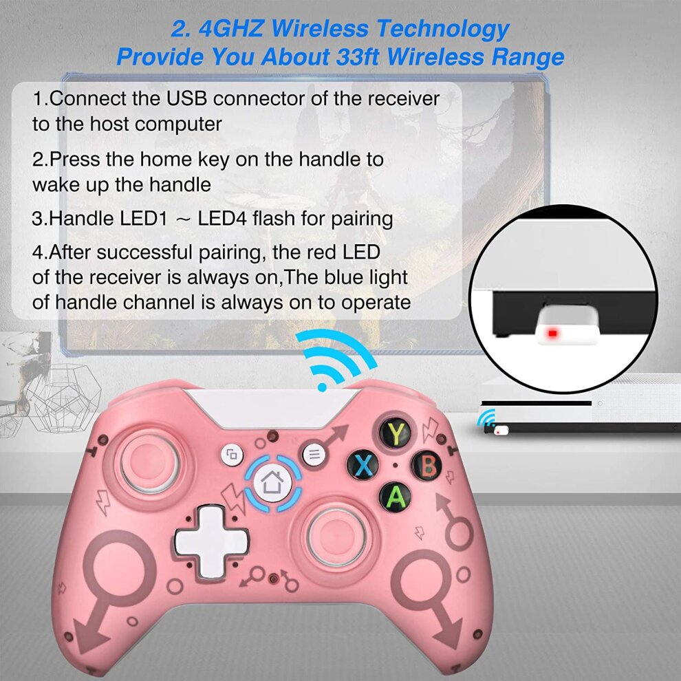 (Pink) Xbox One Wireless Controller Compatible  PC/Xbox Series X/PS3
