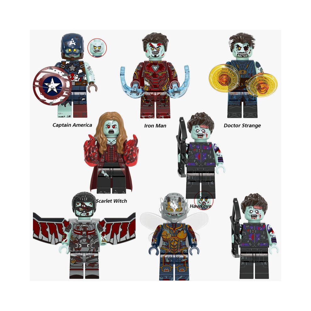 Superhero Avengers Mini Figures Building Blocks Toy 8pcs Zombie Action Figures Collectible Set Movies Fans Mini Characters Toys for Role Playing Creative Toy Boy Girls Gift Fit Lego