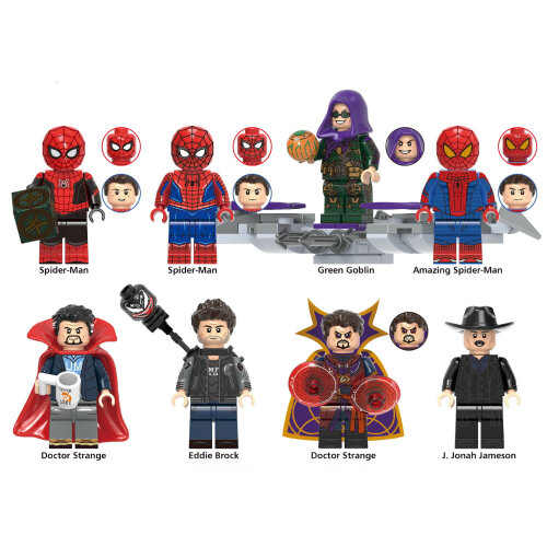 Building Block Minifigures ToysSpider Man Green devil Dr Strange Fit Lego 8PCS