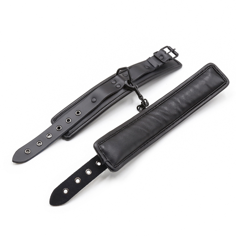 Bdsm Bondage Sex Toys Restraints Collars Ankle Cuff Handcuffs SM Adults Toys for Woman Couples Black Adjustable Genuine Leather 3pcs Set Black
