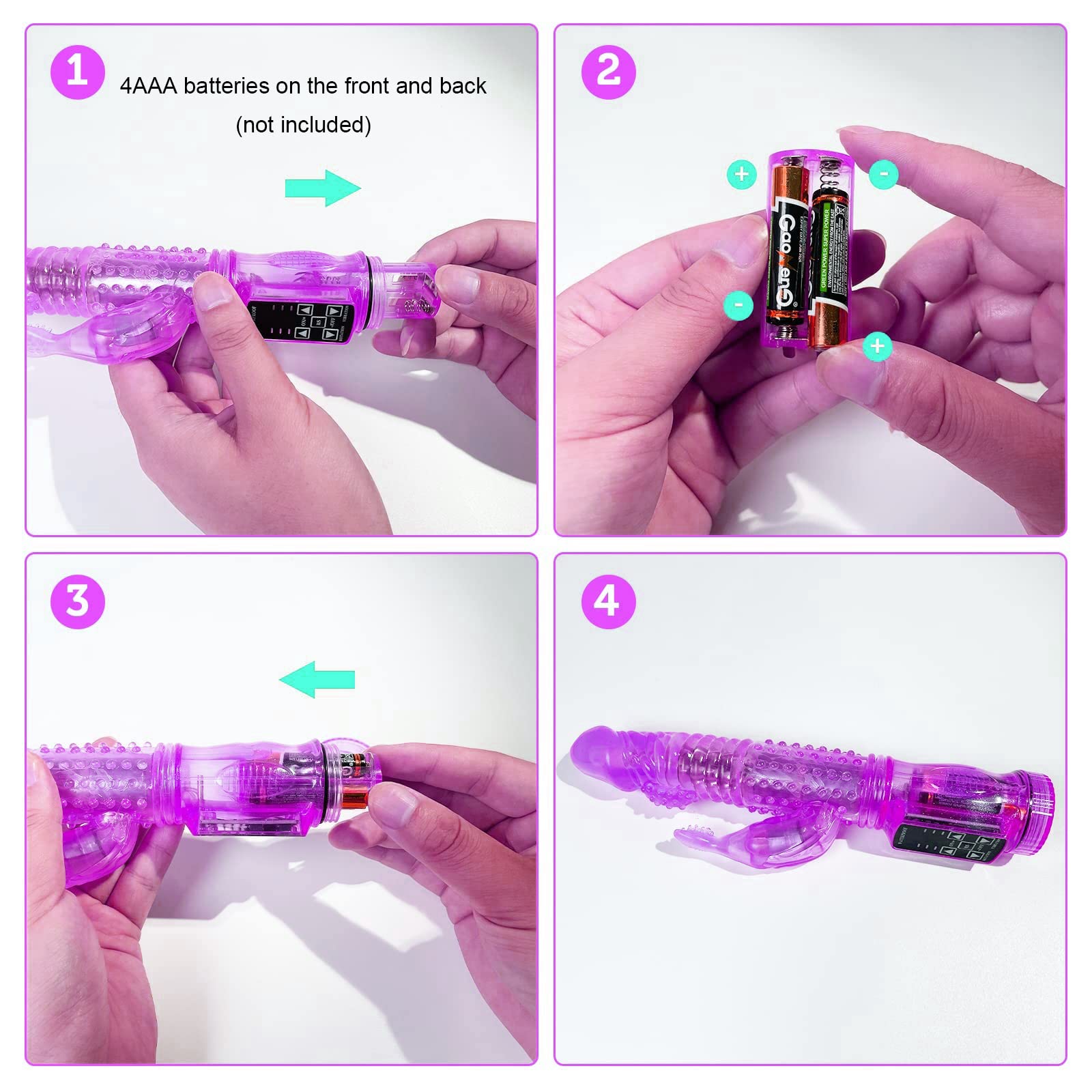 Rabbit Vibrator Electric Massage Realistic Dildo Rotation Dual Motor Vibrating Sex Toys for Clitoris G-spot Stimulation