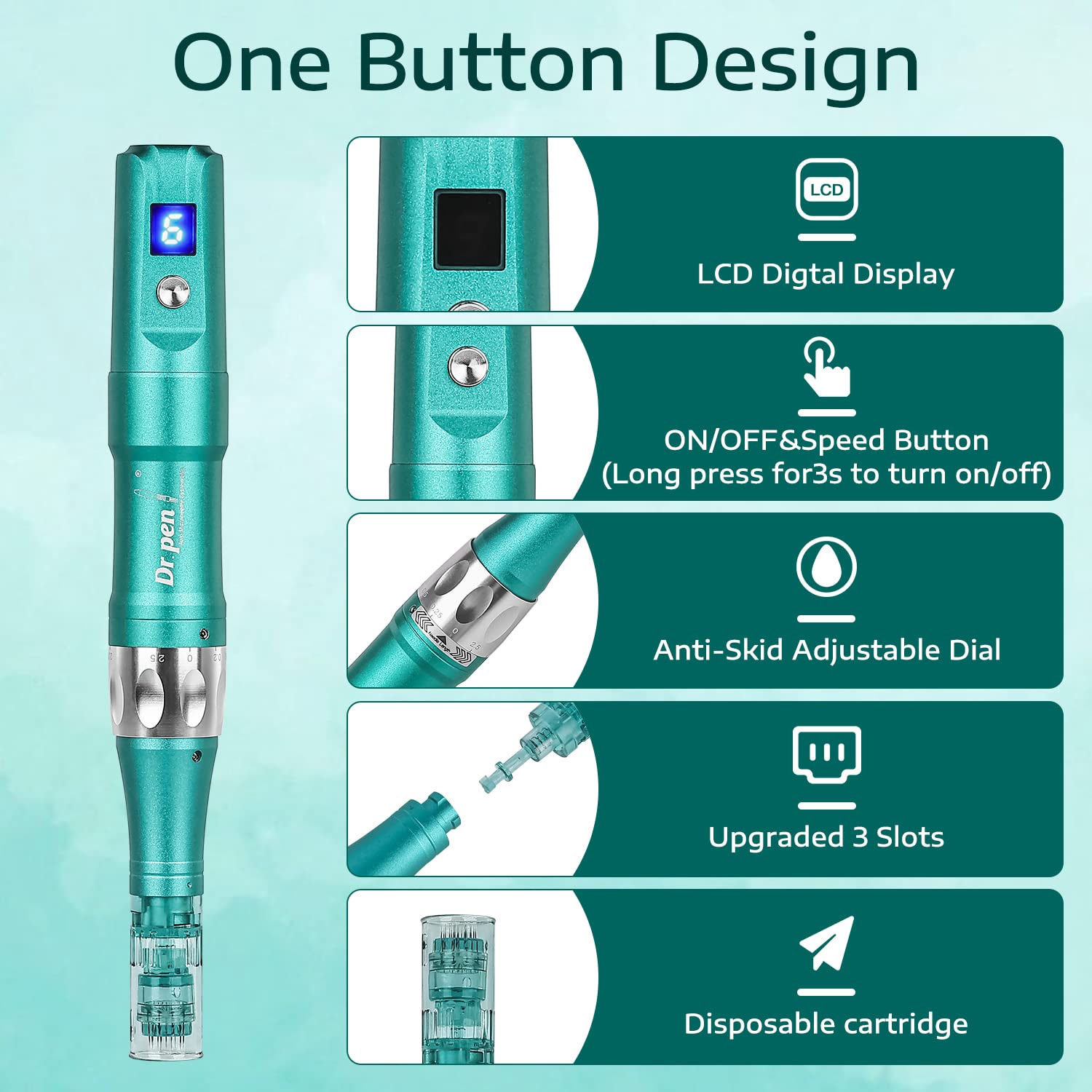 Dr.pen A6S Ultima Derma Auto Pen Microneedling Pens Wireless Electric Micro Needle Treatment Tool Kit for Skincare Wrinkle Removing Serum in 6 Speeds with 30pcs Pin Cartridges