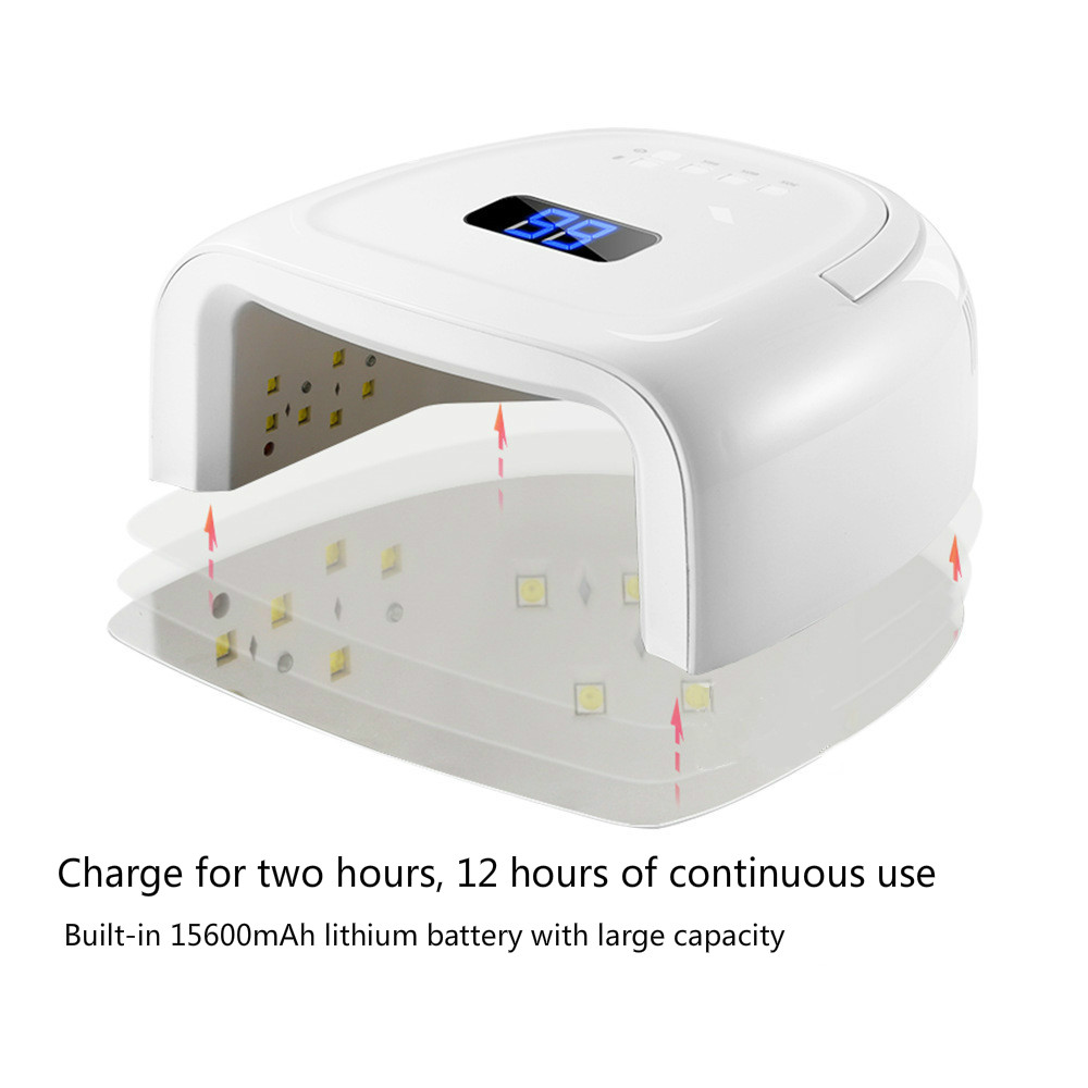 Nail Lamp Rechargeable Wireless Gel Polish UV Cure Light 60W Professional Nail Dryer Cordless Nail Led Lamp Manicure Machine Pedicure Lights Built-in 15600mAh Battery Best for Home Nail Salon