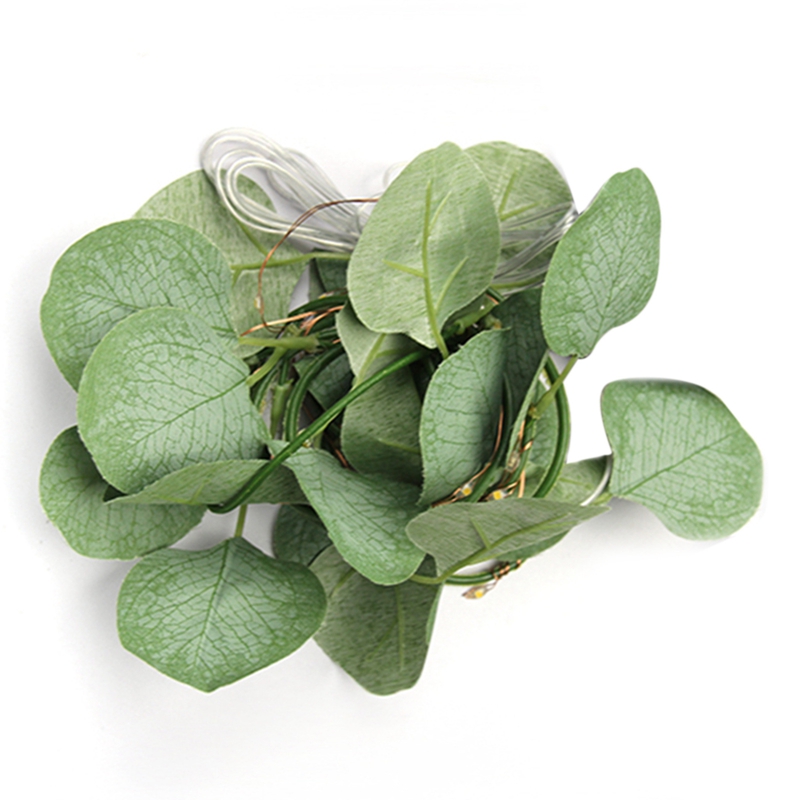 (Solar Power) Eucalyptus Green Leaf Garland String Lights Vine Fairy Lights 20 LED for Home Decor