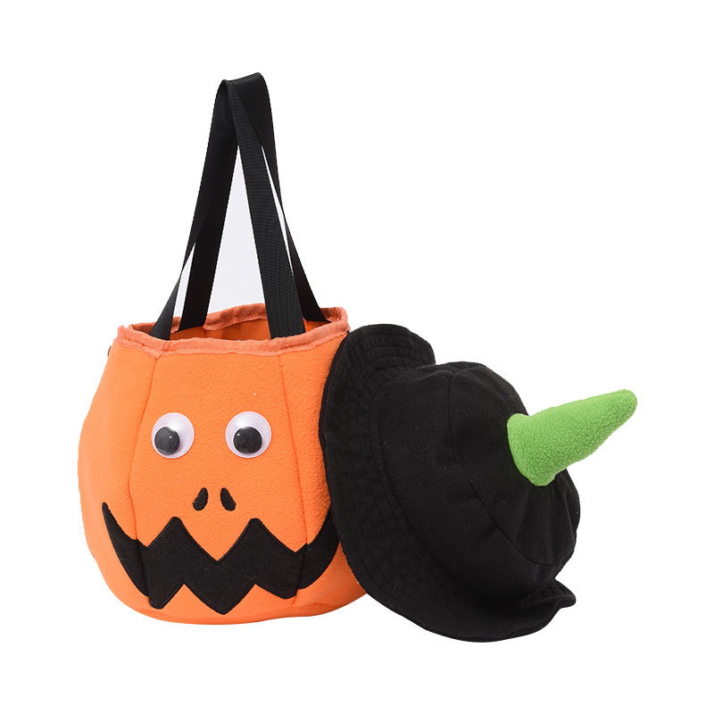 (Orange) Halloween Trick or Treat LED Pumpkin Bucket Lantern Candy Basket Halloween Party