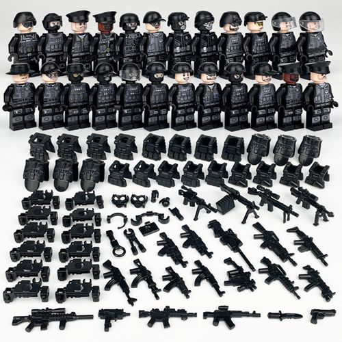 24Pcs Military Building Blocks Set Army Soldier Toys Guns Weapons Figures for Police Game Gift