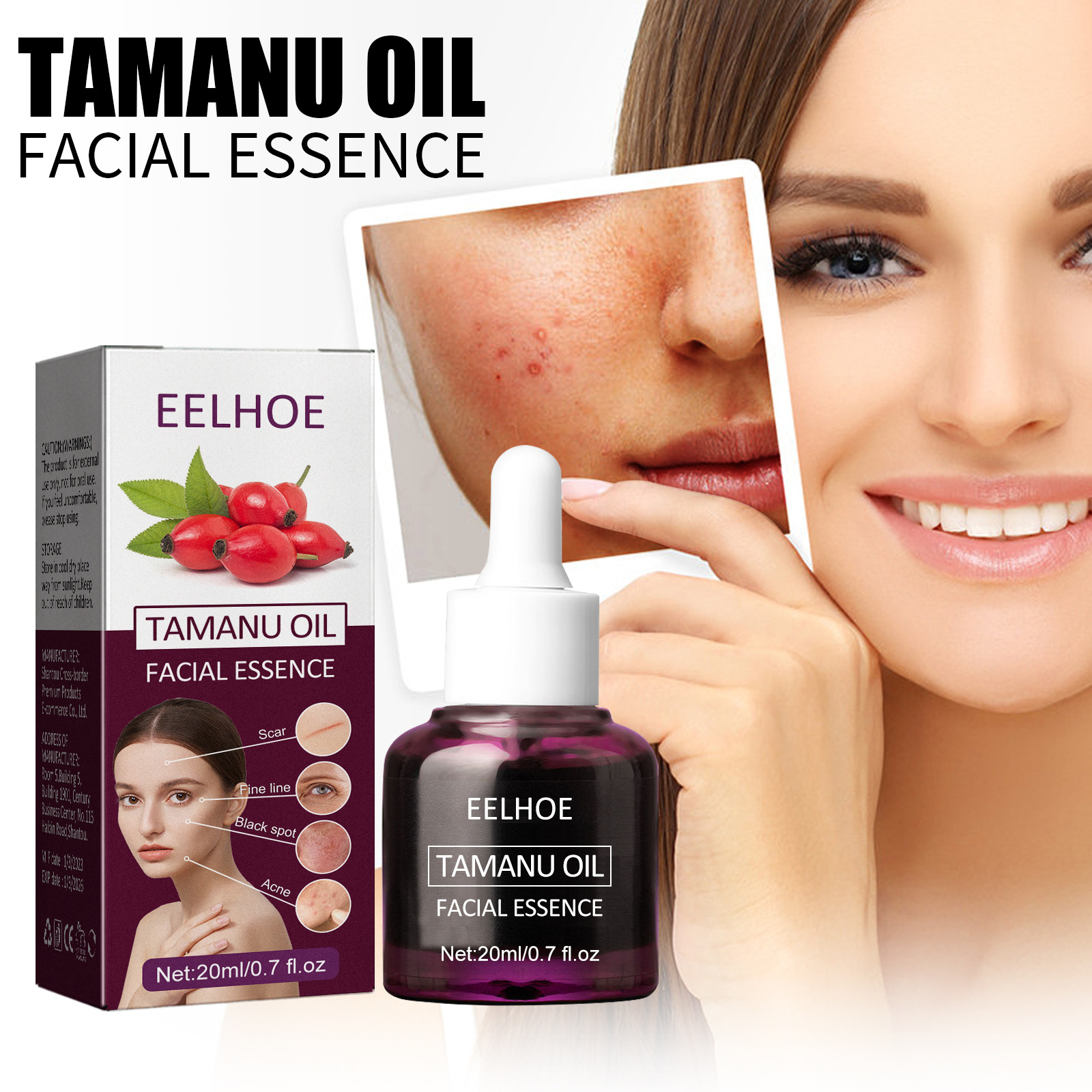 Tamanu Oil Facial Essence Hydration Essence Moisturizer Hydrating Nourishing Whitening Freckles Dark Spot Remove Anti-aging Lighten Melanin Skin Care