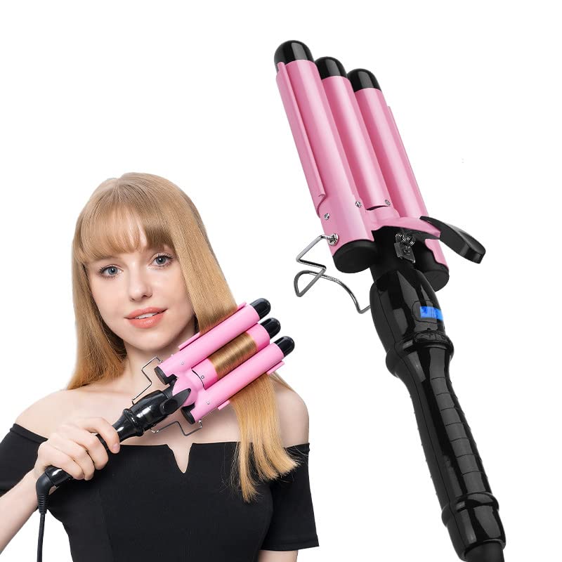 Hair Curler Triple Barrels Wave Curling Iron 25mm Professional Curling Wand Adjustable Temps and Ceramic Coating for Straight Wavy and Curling Hair