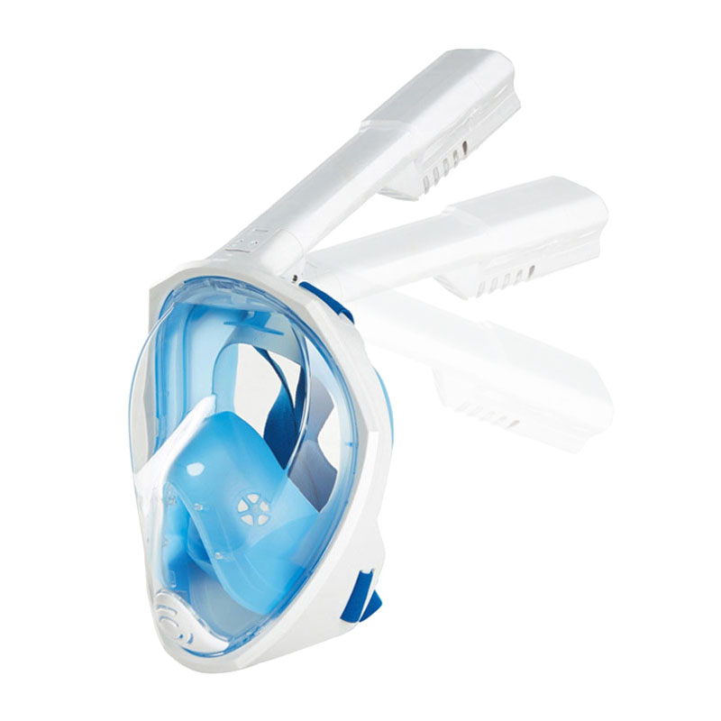 (Blue S~M) Snorkel Mask 180° Full Face Diving Mask Free Breathing Design Anti-Fogging and Anti-Leak Technology with Adjustable Head Straps for Adult Youth Kids