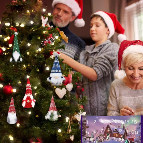 Christmas Calendar Christmas Gnome Advent Calendar Decoration Props Gnome Dolls 24 Days Countdown Calenda Home Xmas Gift for Kids Festival Decoration