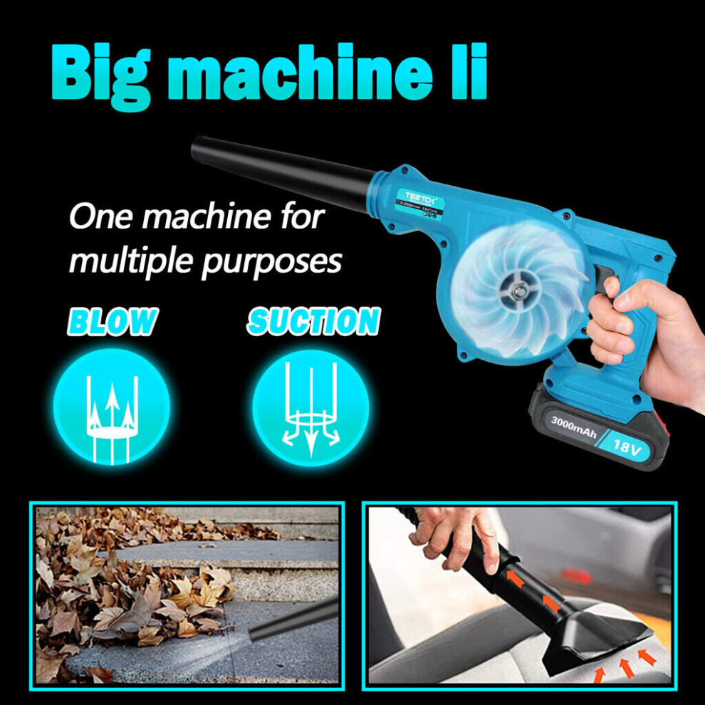 2IN1 Cordless Air Leaf Blower Vacuum+2x Battery 5.5A-Makita Compatible