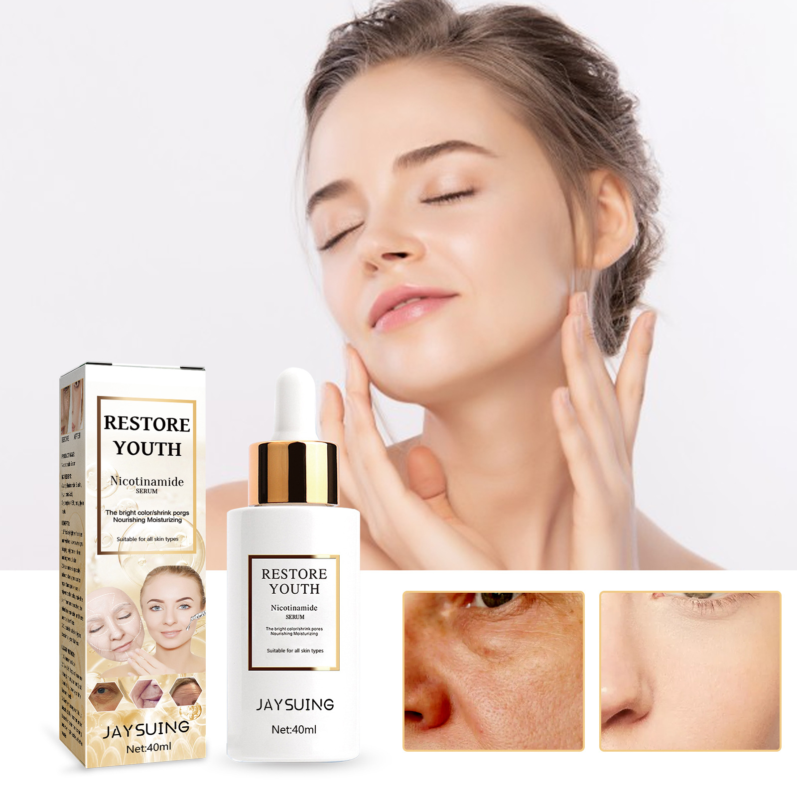 Nicotinamide Facial Firming Serum Lift Wrinkle Removal Fine Lines Rejuvenation Shrink Pores Skin Hydrating Face Nourish Moisturizing Brightening Essence