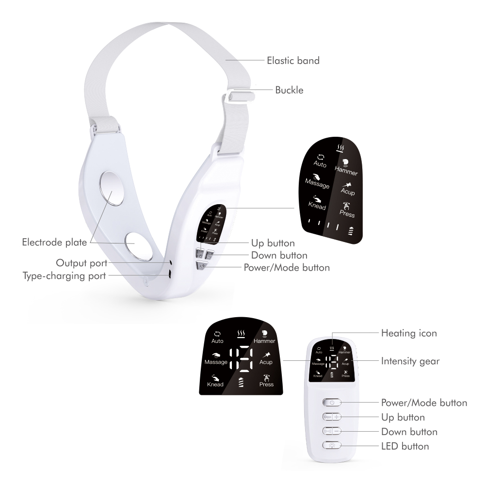 EMS V Face Facial Machine Red Blue Light Electric V Line Up Lift Belt Face Massage Heating Face Skin Lifting Firming Beauty Device Double Chin Reduce