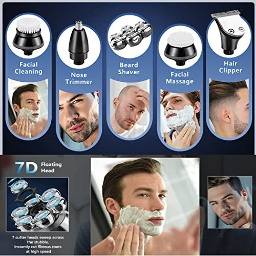 Mens Razors Rotary Head Shavers Cordless Bald Head Shaver Rechargeable Face and Head Shaver Waterproof Electric Razor for Man Wet & Dry Shaving