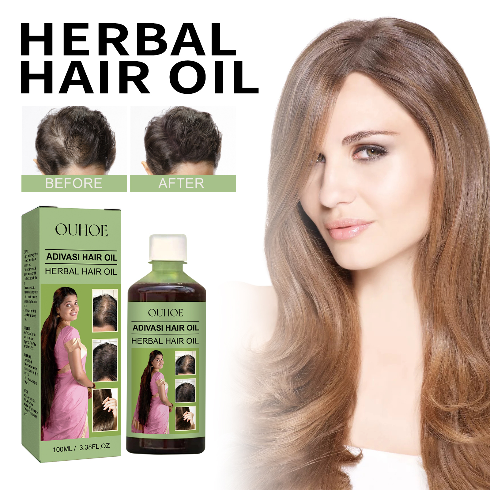 100ml Hair Growth Oil India Adivasi Herbal Hair Care Rosemary Repair Damaged Hydrate Moisturize Scalp Reduce Dandruff