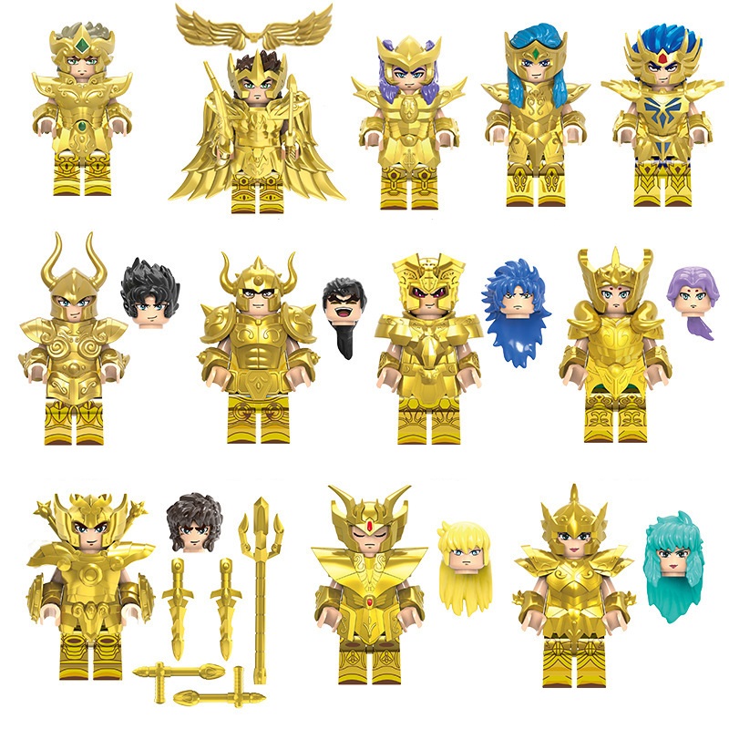 Gold Minifigures Action Signs Of The Zodiac Building Blocks Toys Gifts to Children Birthday Gifts