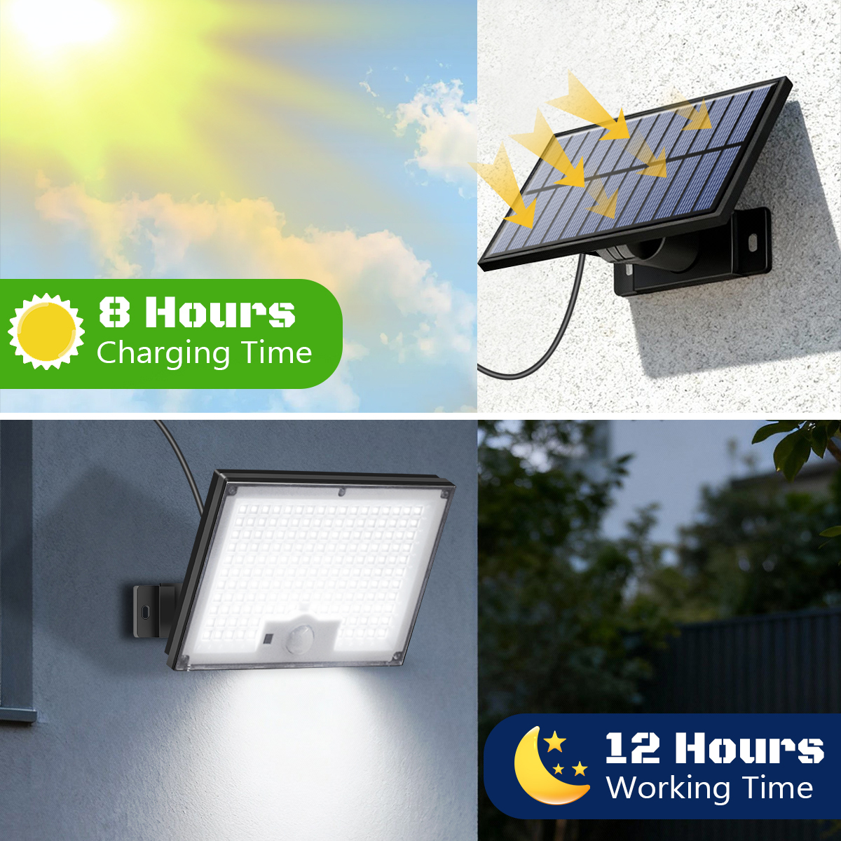 (172LED) Solar Lights Outdoor with Motion Sensor Solar Flood Lights Waterproof Dusk to Dawn Solar Powered Security Spot Lights for Porch