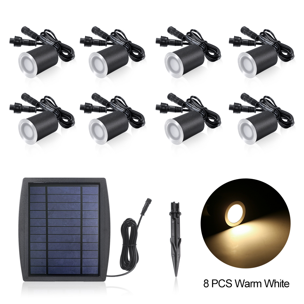 8PCS 3.2V 0.2W Solar Deck Lights IP65 Waterproof Solar Garden Light Sensing Garden Paths Underground Lamp LED Floor Light