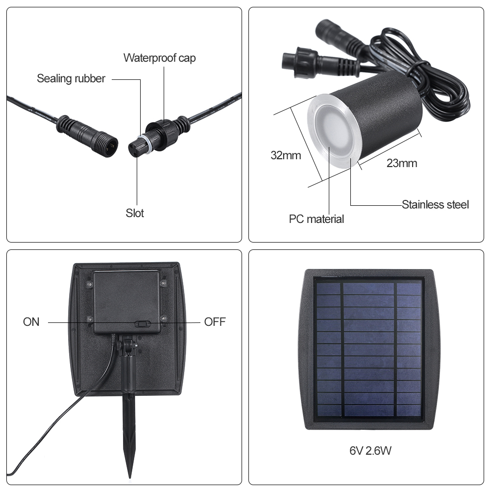  8PCS 3.2V 0.2W Solar Deck Lights IP65 Waterproof Solar Garden Light Sensing Garden Paths Underground Lamp LED Floor Light