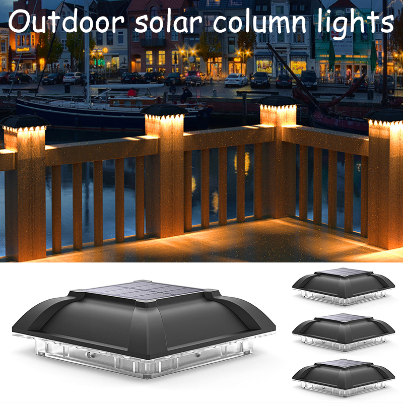 IP65 Waterproof LED Solar Column Light Outdoor Solar Light Garden Yard Garden Outside Decorative Lighting for 4 Inch Wood Posts