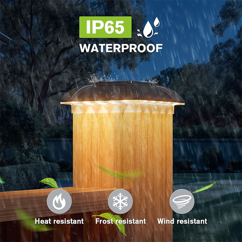 IP65 Waterproof LED Solar Column Light Outdoor Solar Light Garden Yard Garden Outside Decorative Lighting for 4 Inch Wood Posts